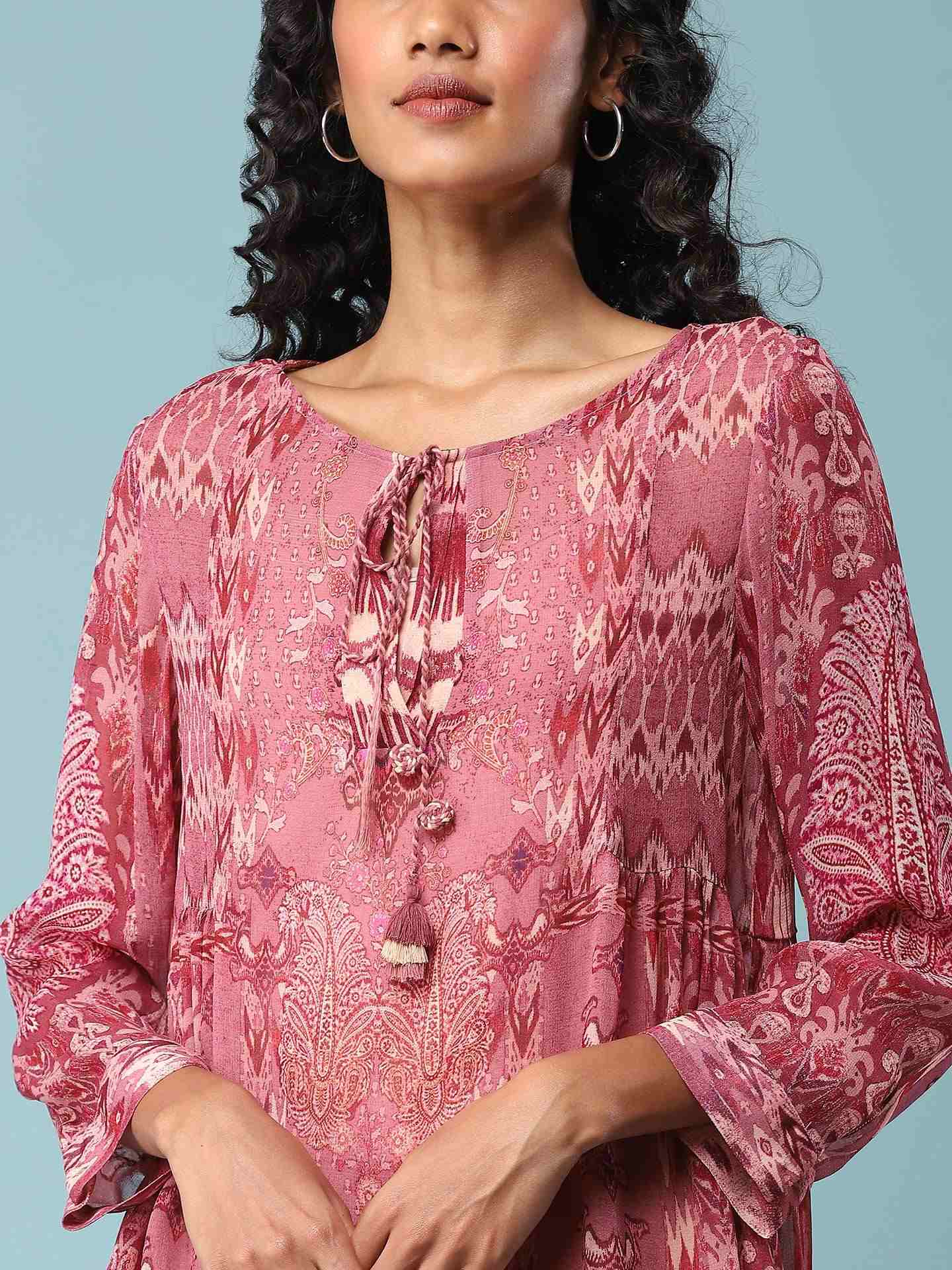Pink Boho Ikat Top