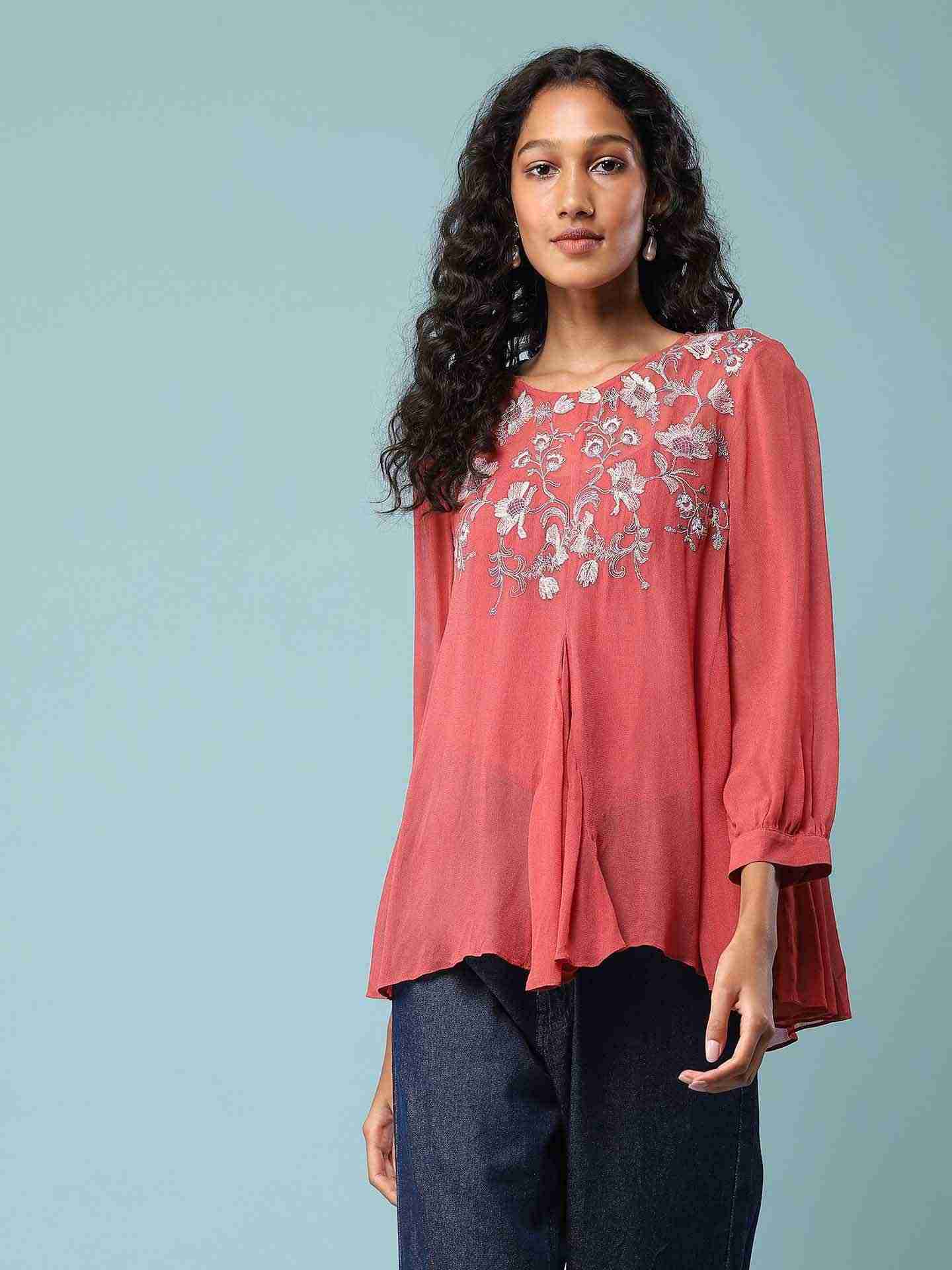 Coral Coral Boxy Top