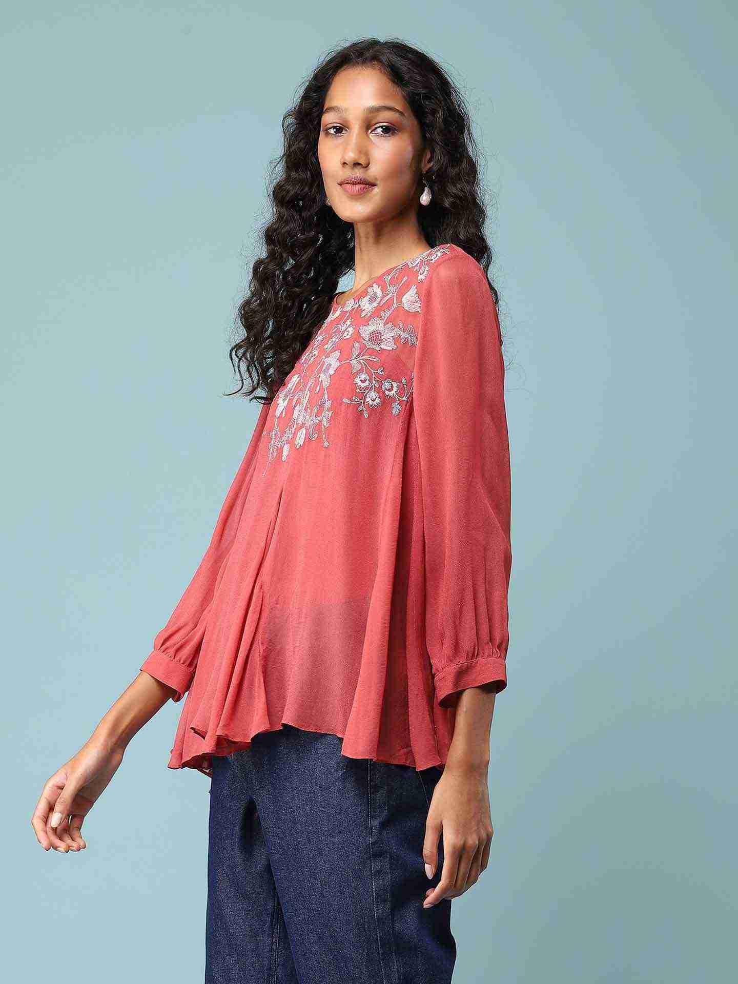 Coral Coral Boxy Top
