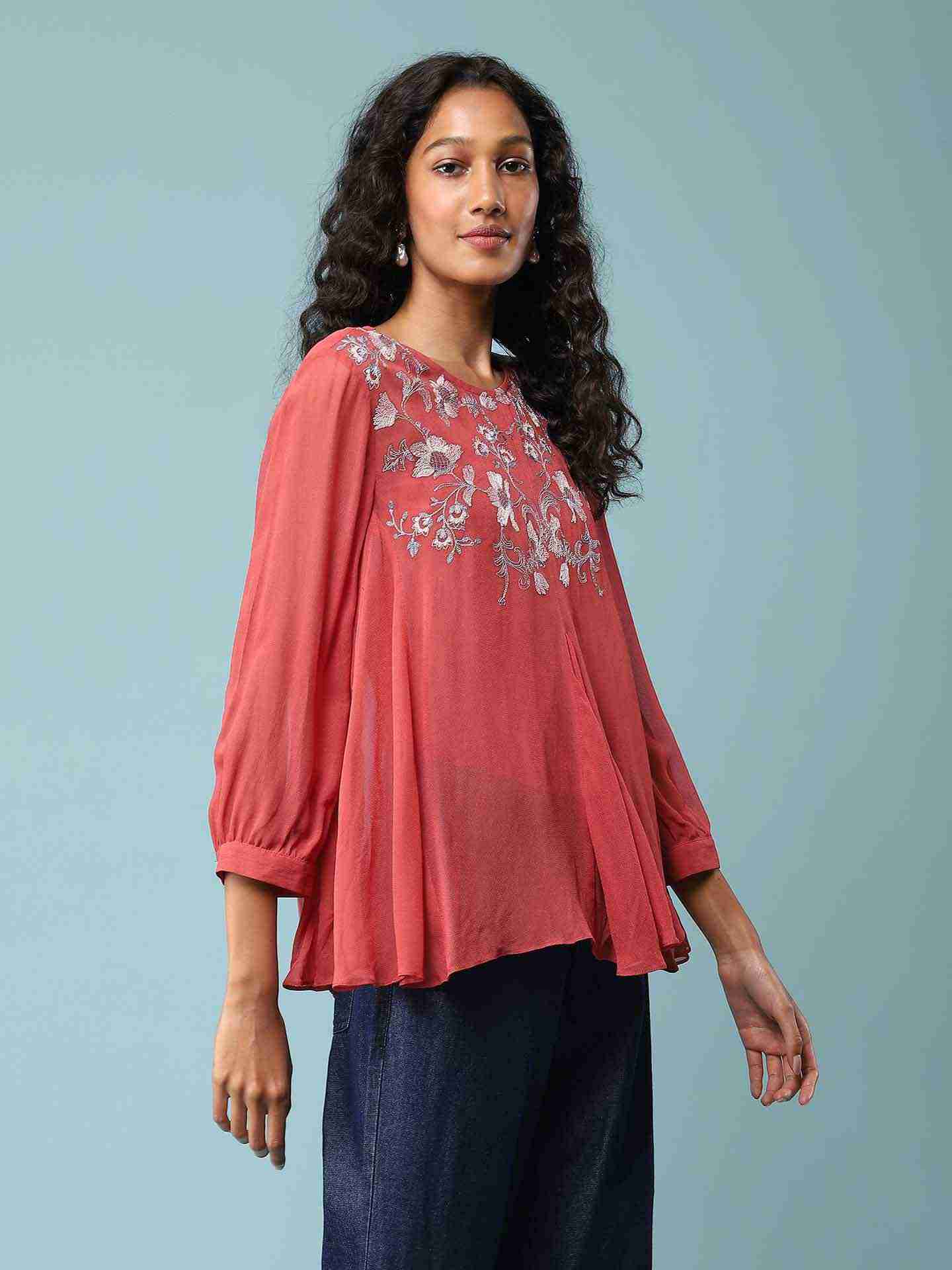Coral Coral Boxy Top