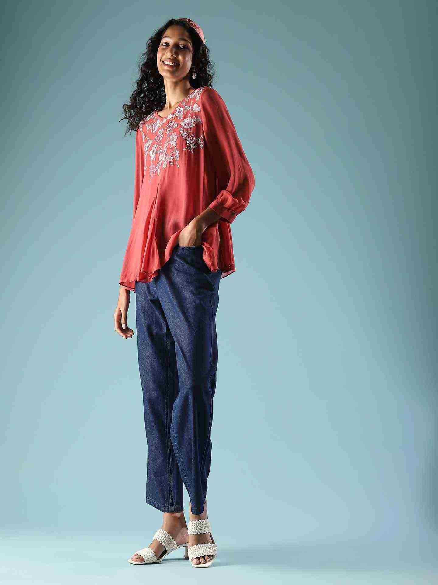 Coral Coral Boxy Top