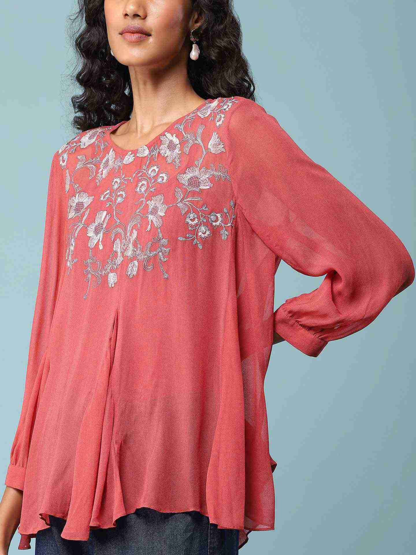 Coral Coral Boxy Top