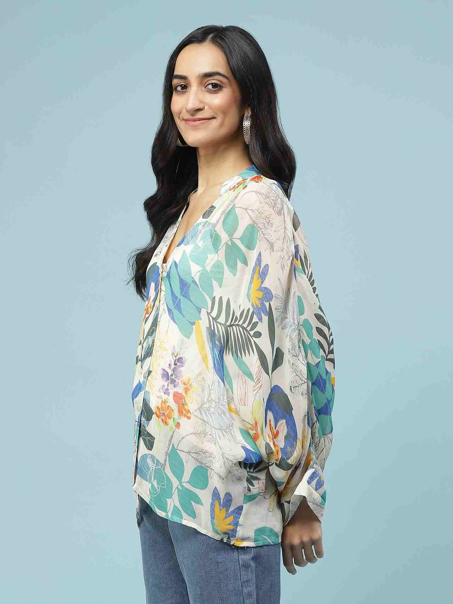 Off White Jungle Graphic Kaftan Top