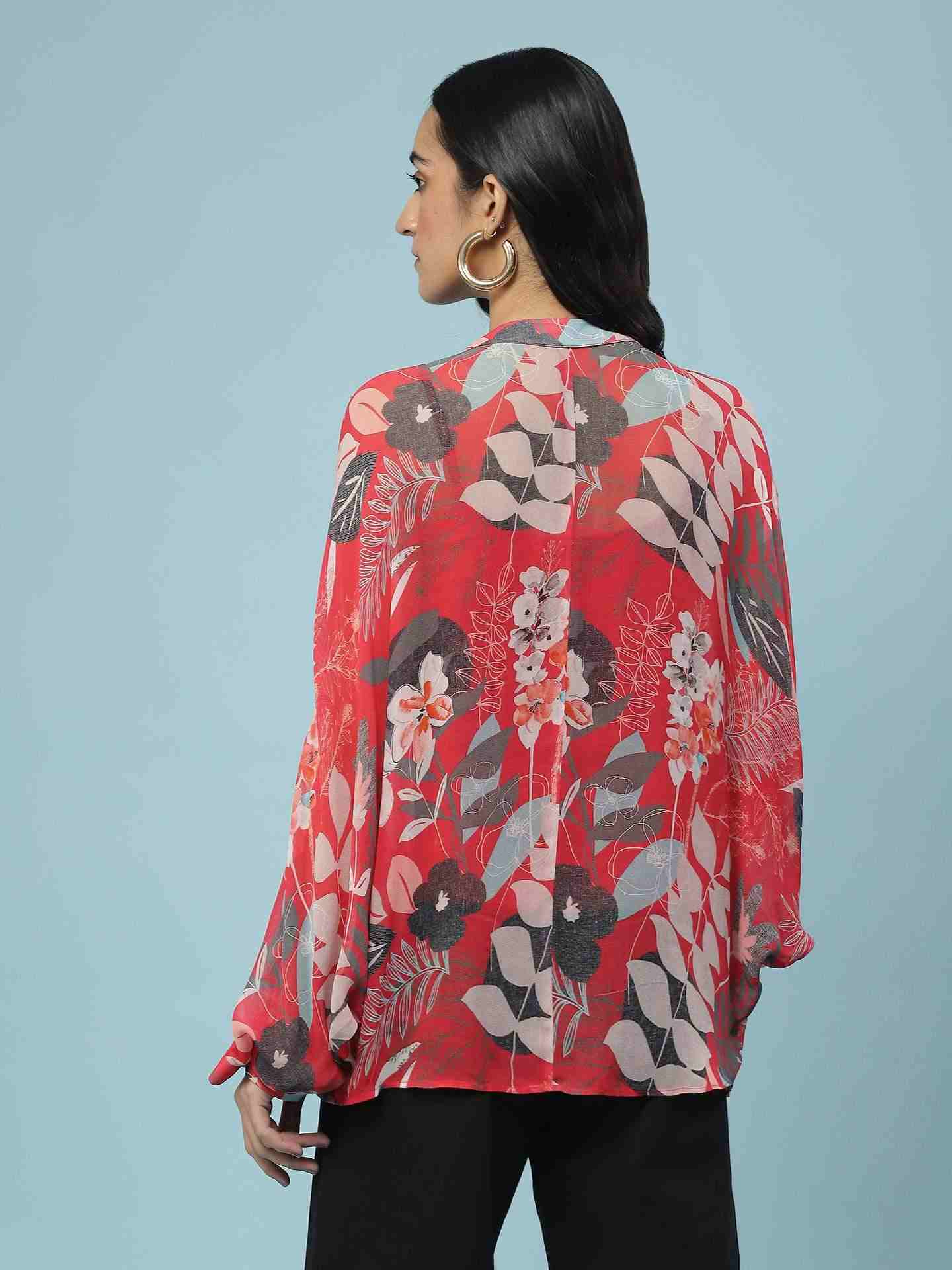 Red Jungle Graphic Kaftan Top