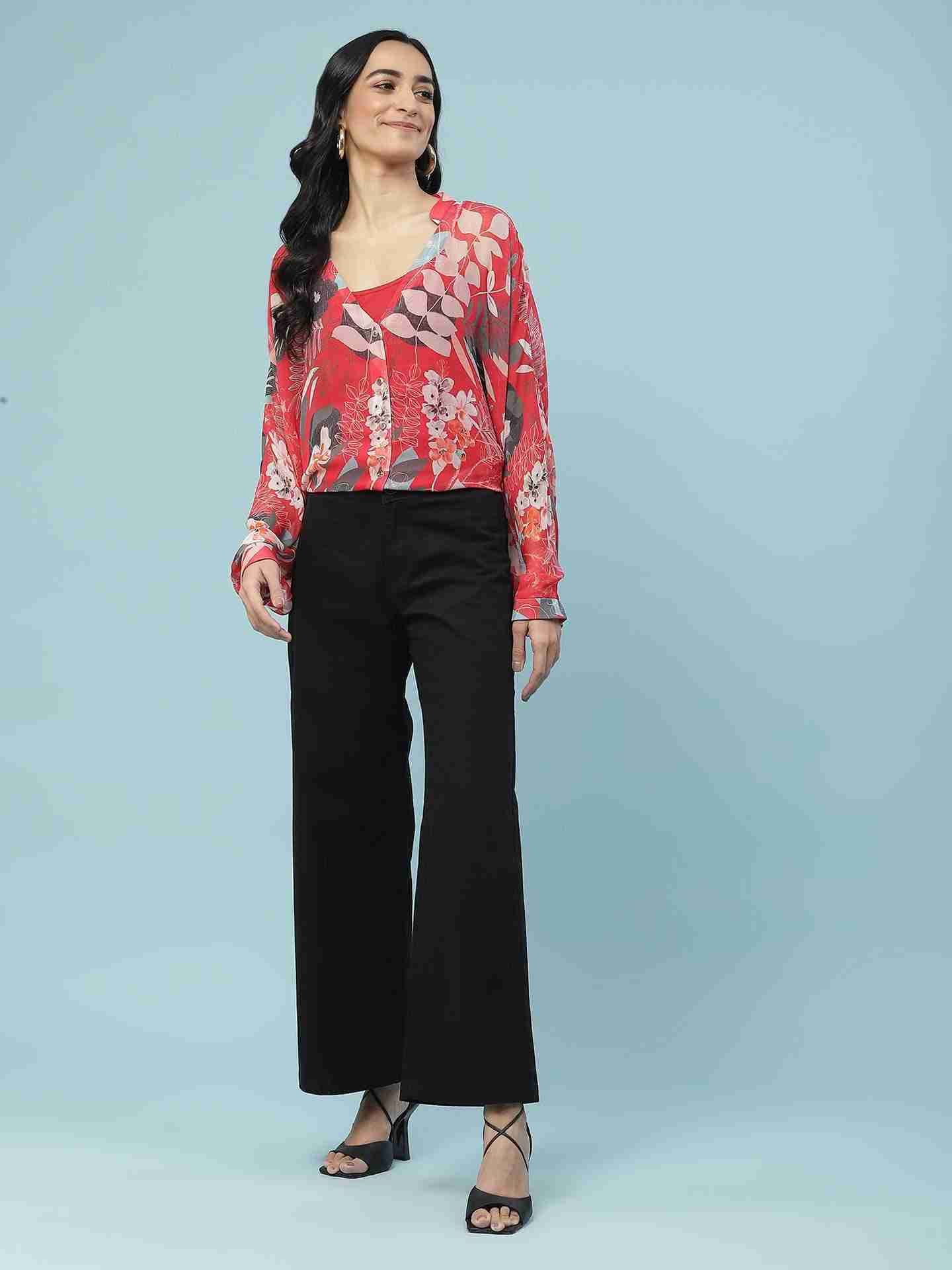 Red Jungle Graphic Kaftan Top