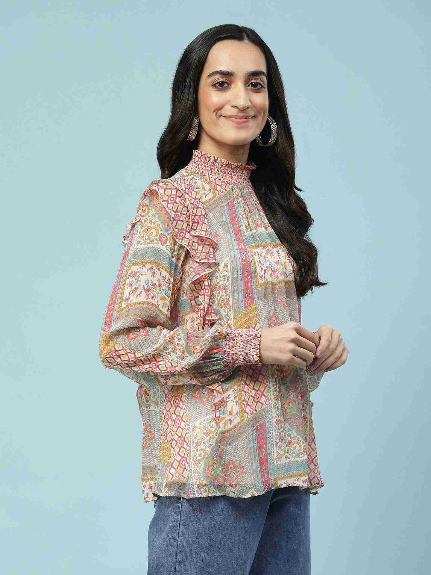 Multi Muzak Peasant Top