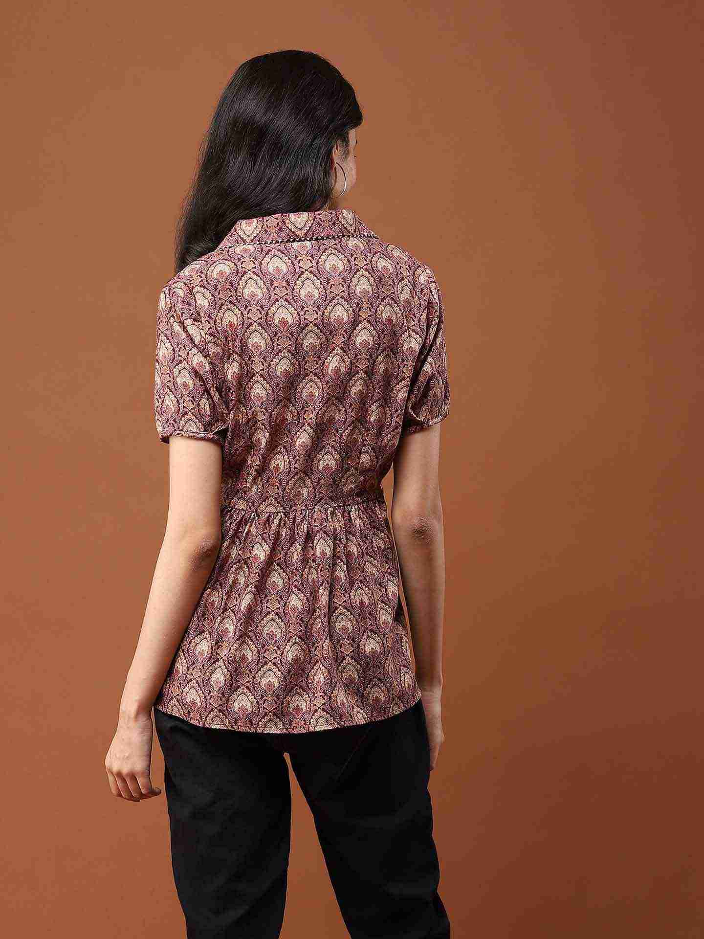 Brown Tarla Tiered Top