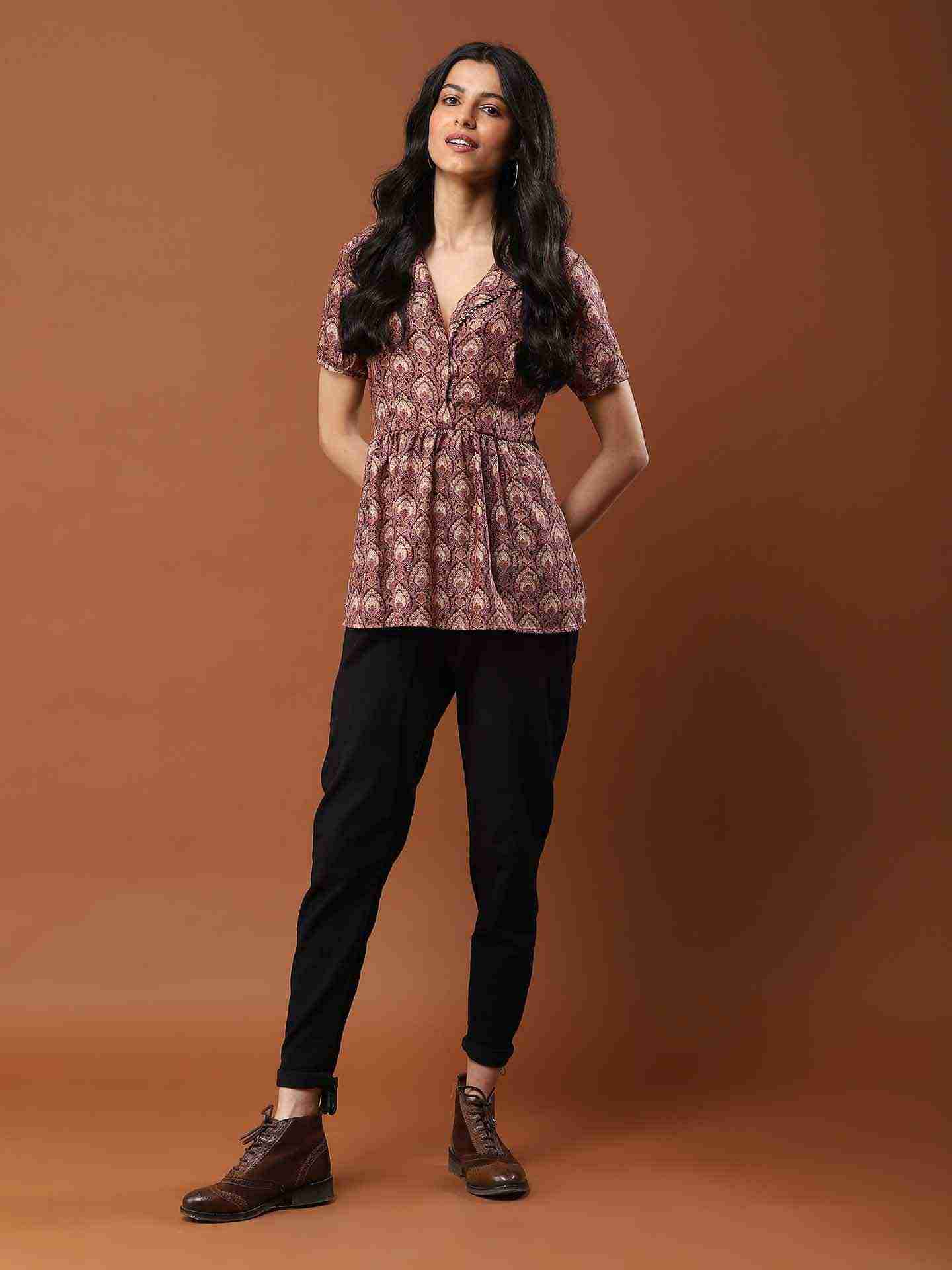 Brown Tarla Tiered Top