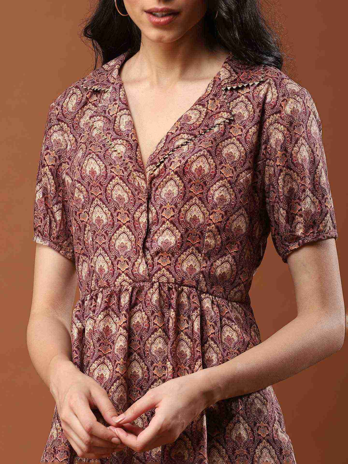 Brown Tarla Tiered Top