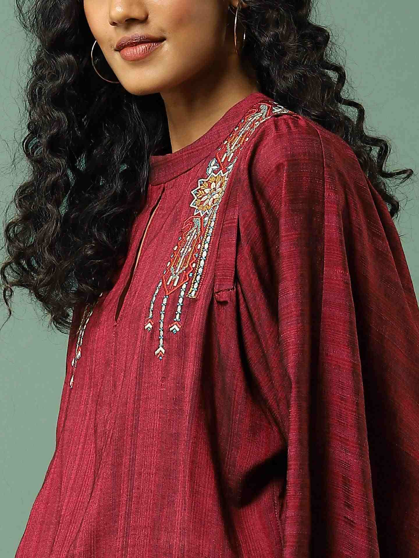 Red Ludo Silk Boxy Top