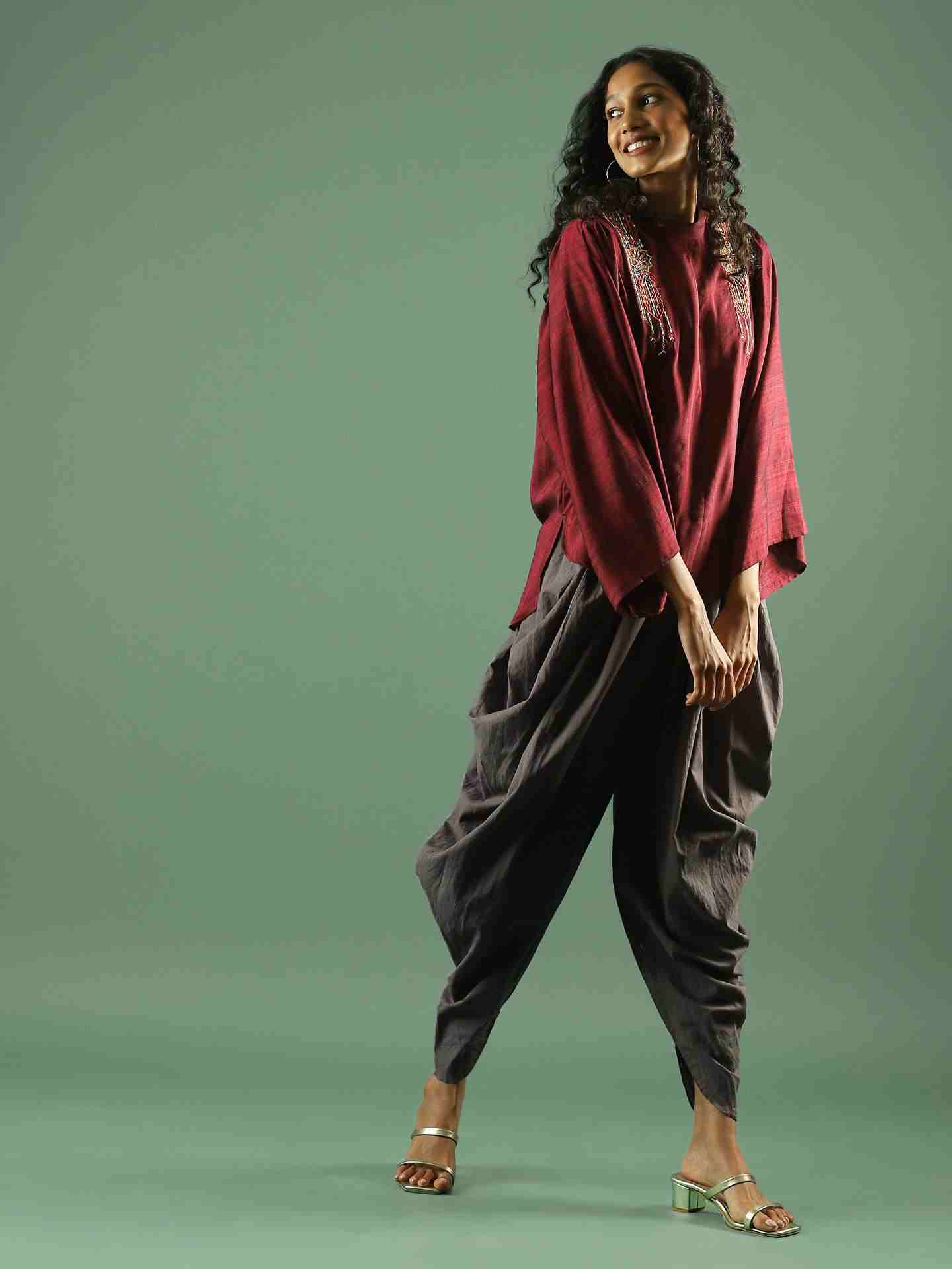 Red Ludo Silk Boxy Top