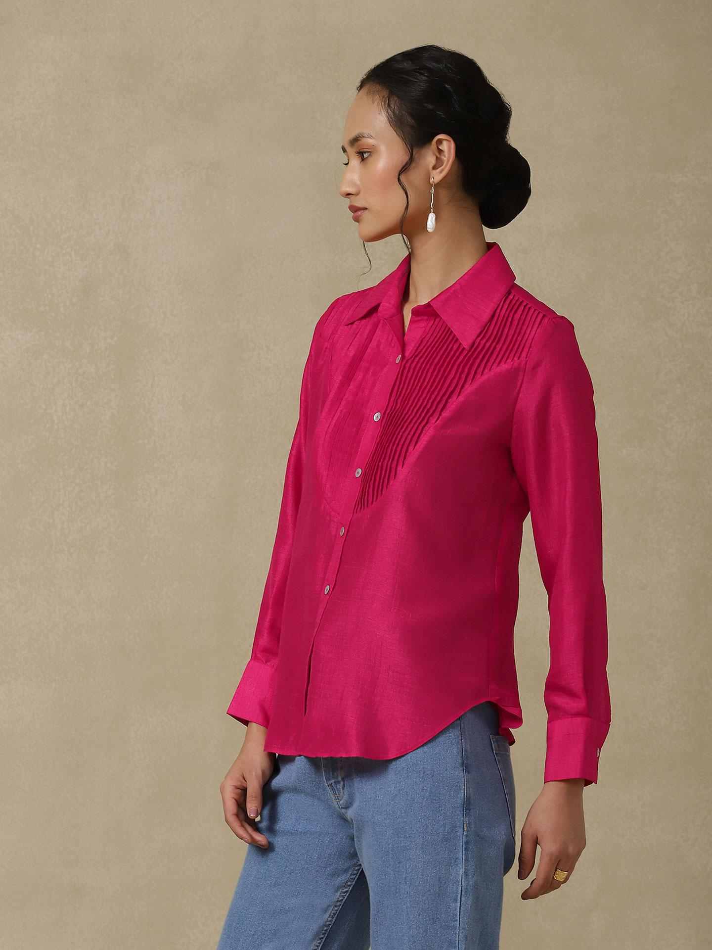 Magenta Bandhej Solid Shirt