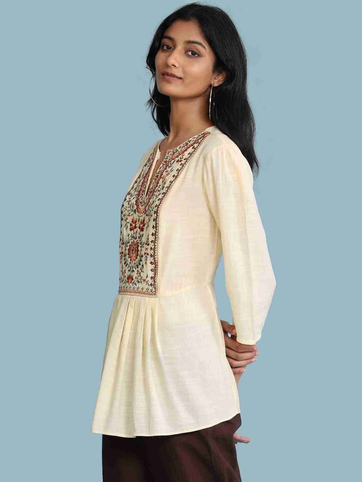 Ecru Ananya Solid Kurti