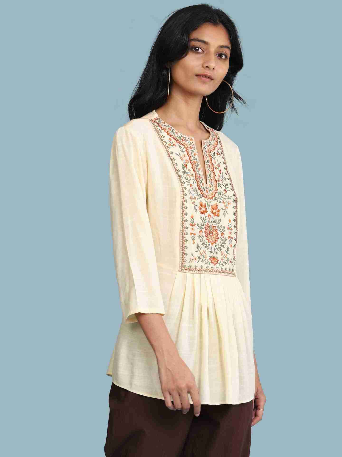 Ecru Ananya Solid Kurti
