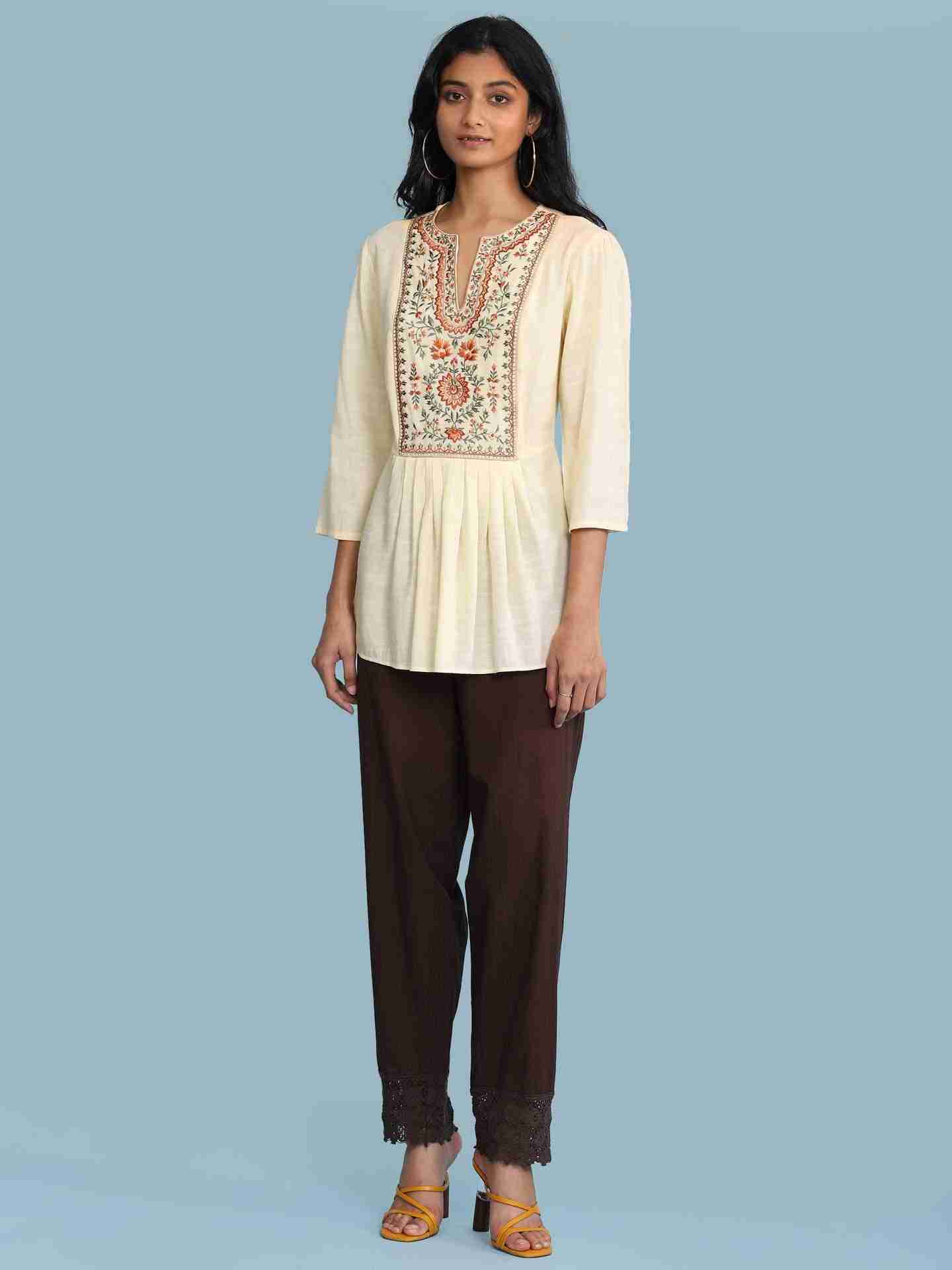 Ecru Ananya Solid Kurti