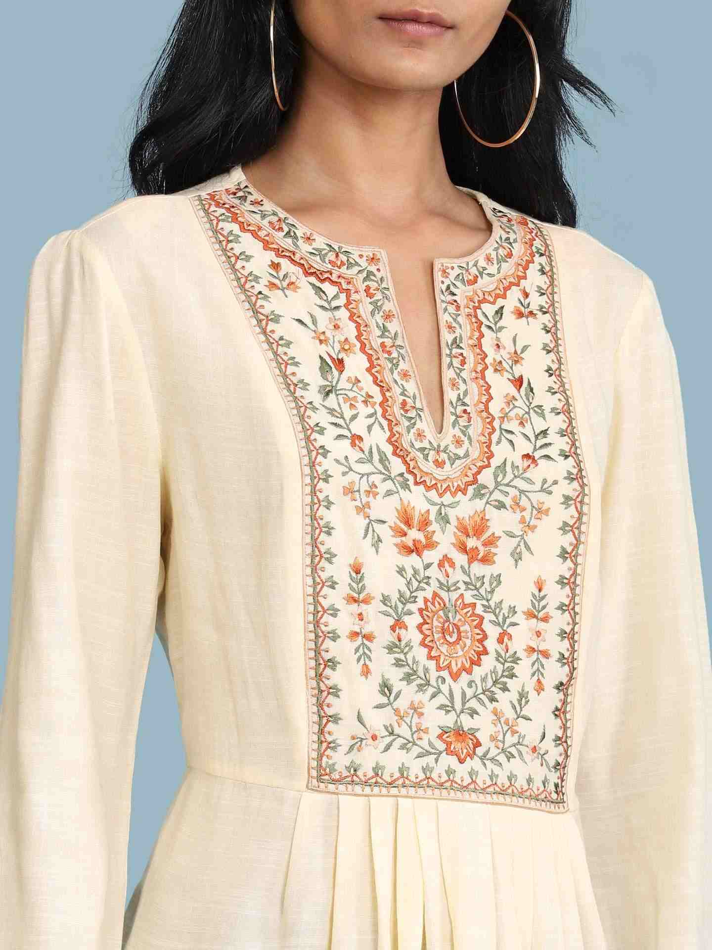Ecru Ananya Solid Kurti