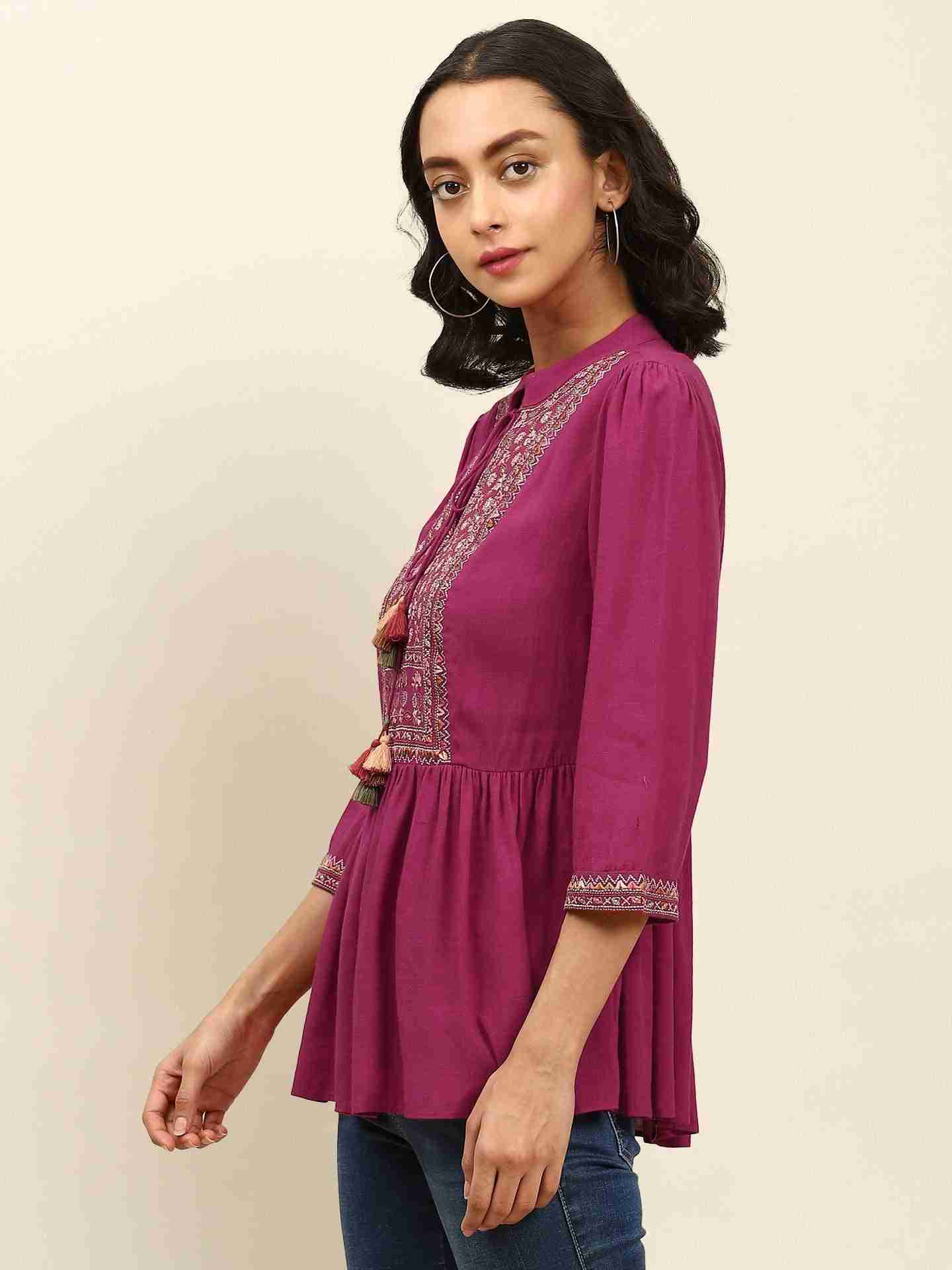 Magenta Shagun Solid Kurti