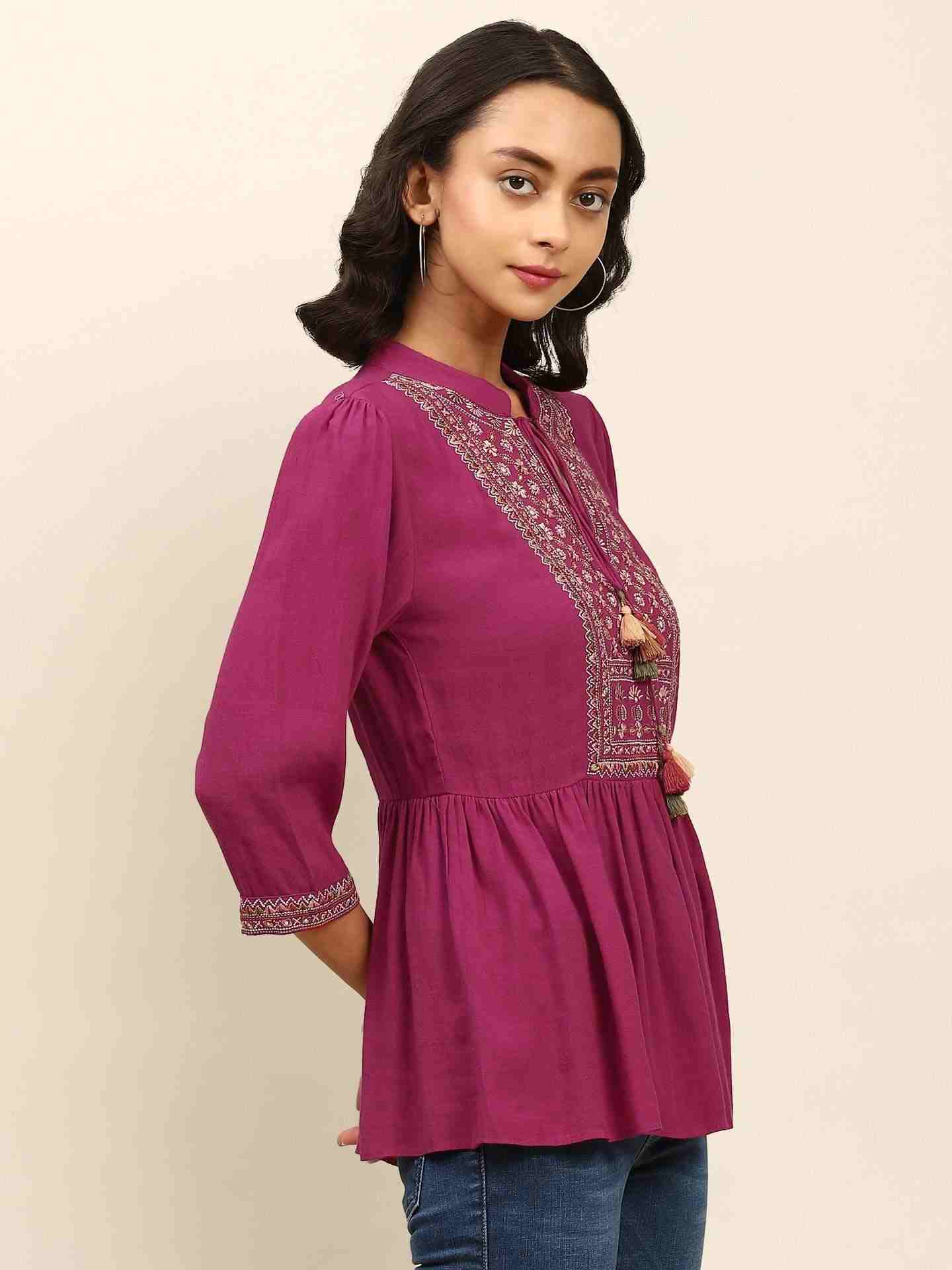 Magenta Shagun Solid Kurti