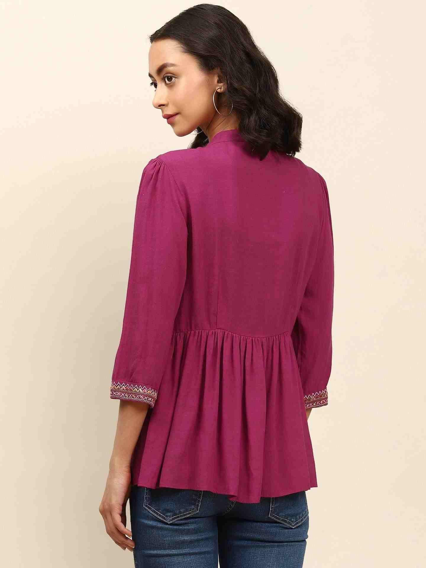 Magenta Shagun Solid Kurti