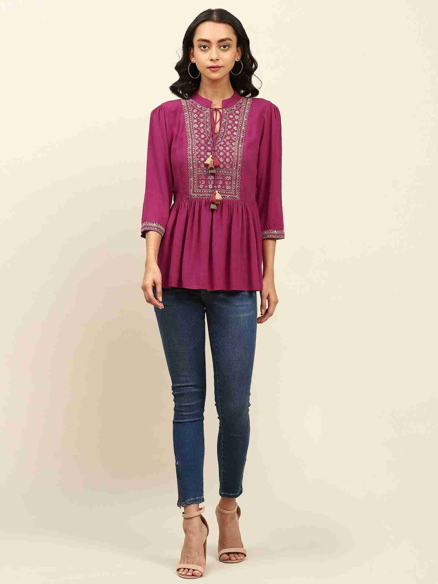 Magenta Shagun Solid Kurti