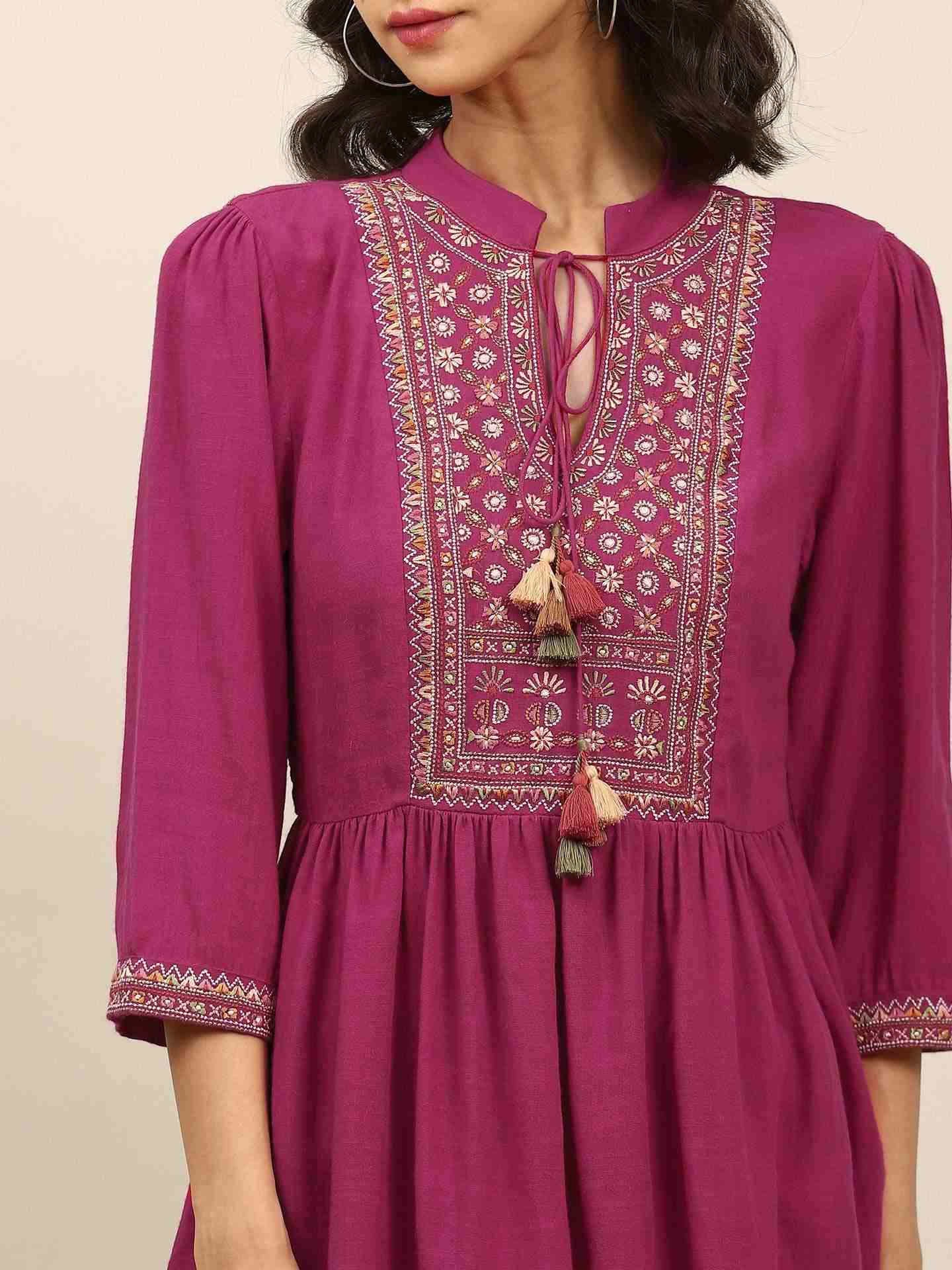 Magenta Shagun Solid Kurti