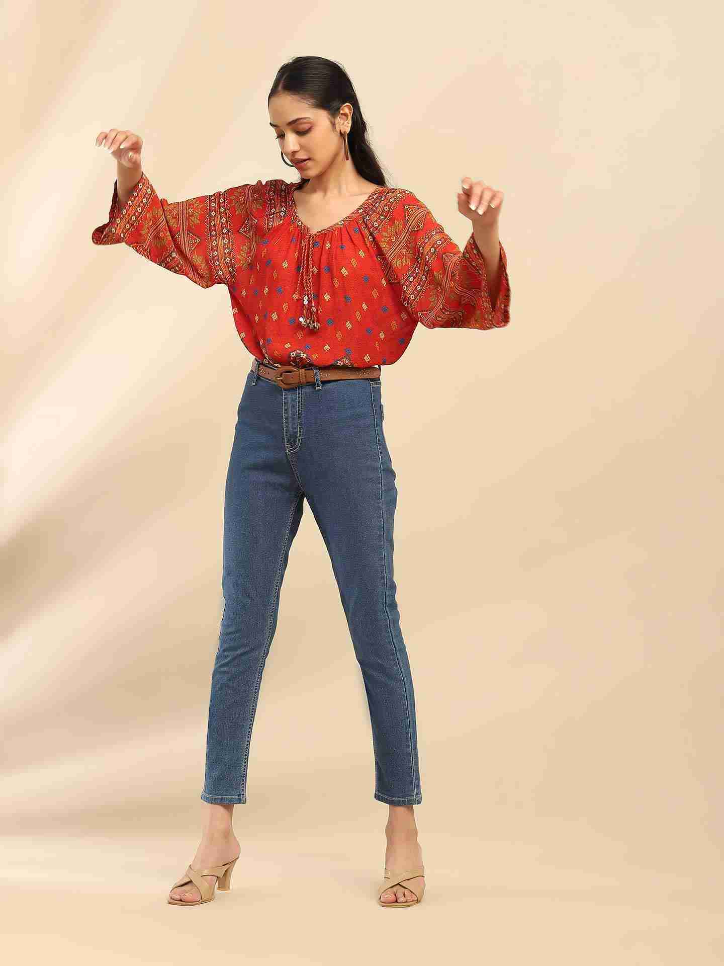 Orange Mirana Peasant Top