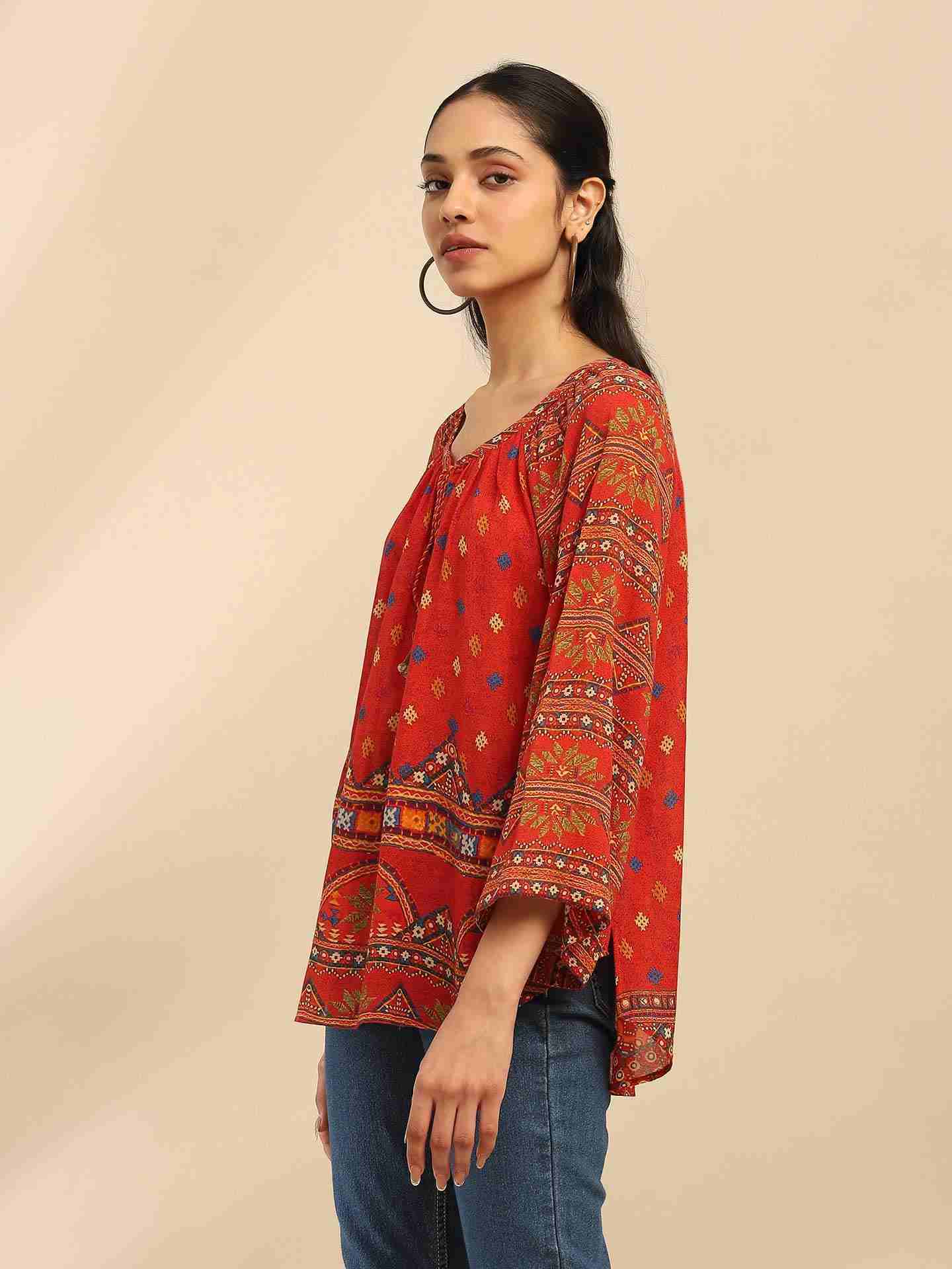 Orange Mirana Peasant Top