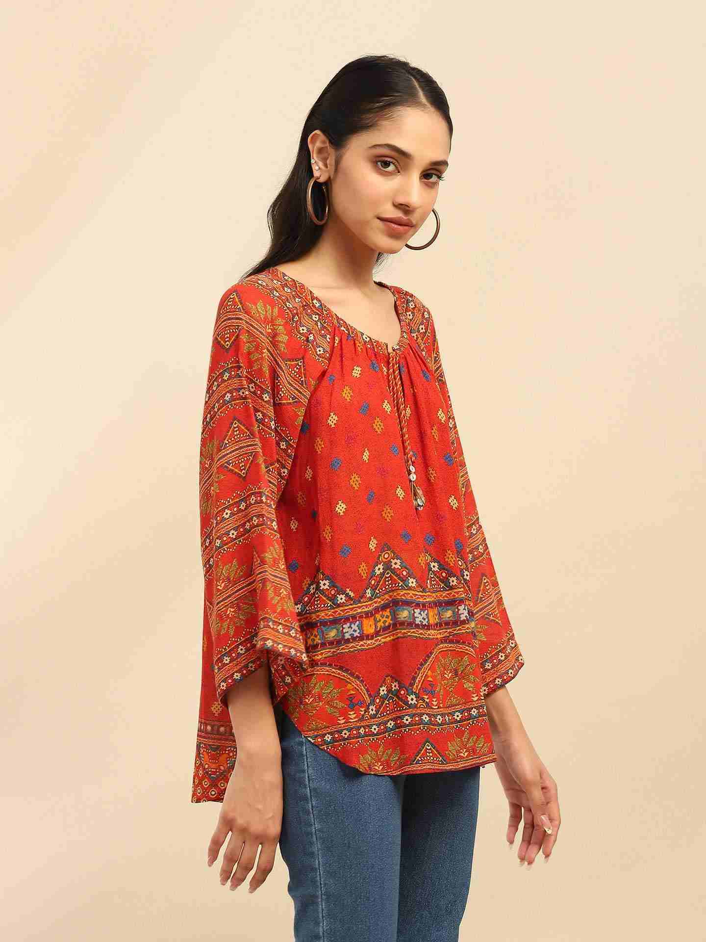 Orange Mirana Peasant Top