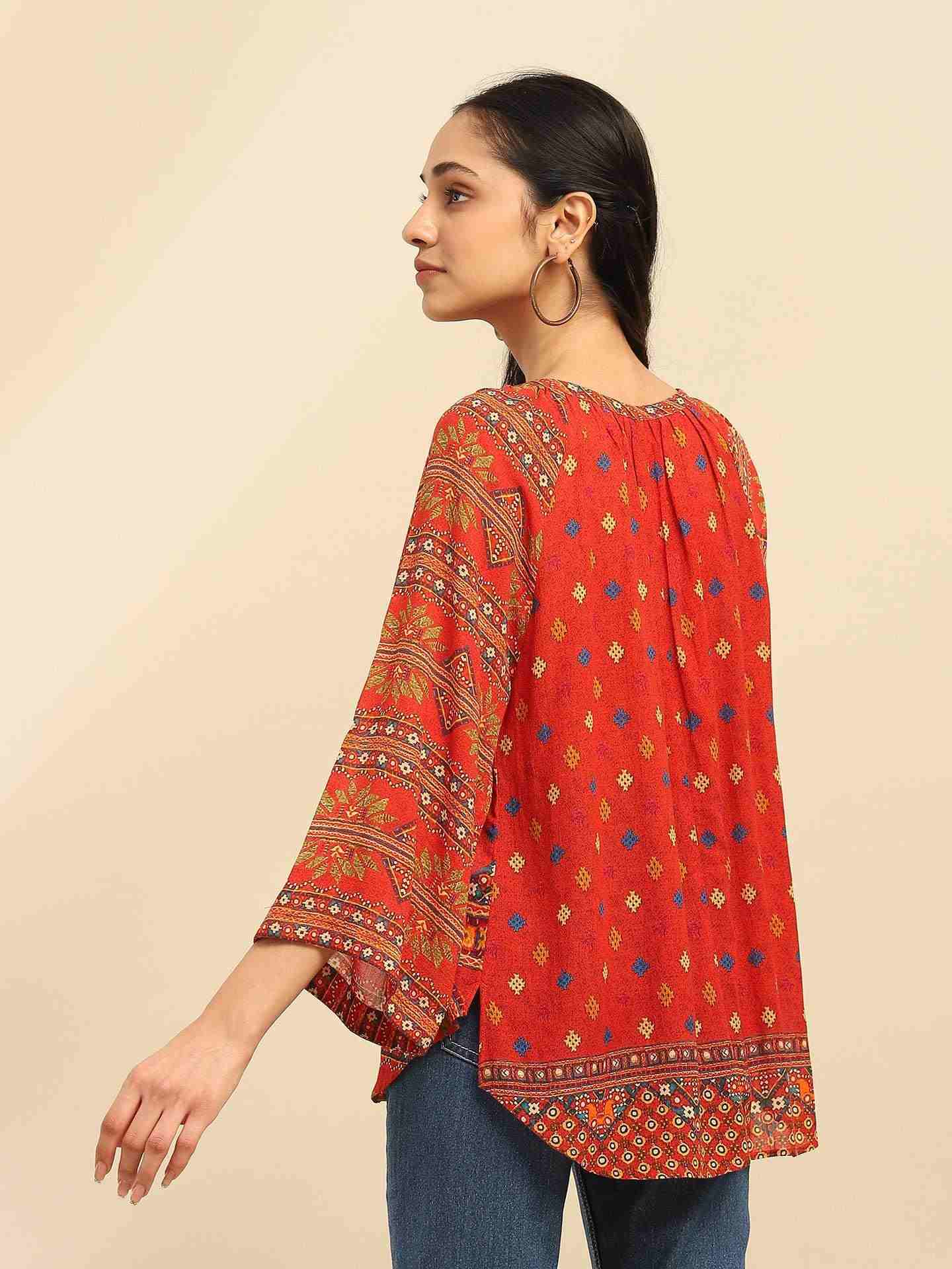 Orange Mirana Peasant Top