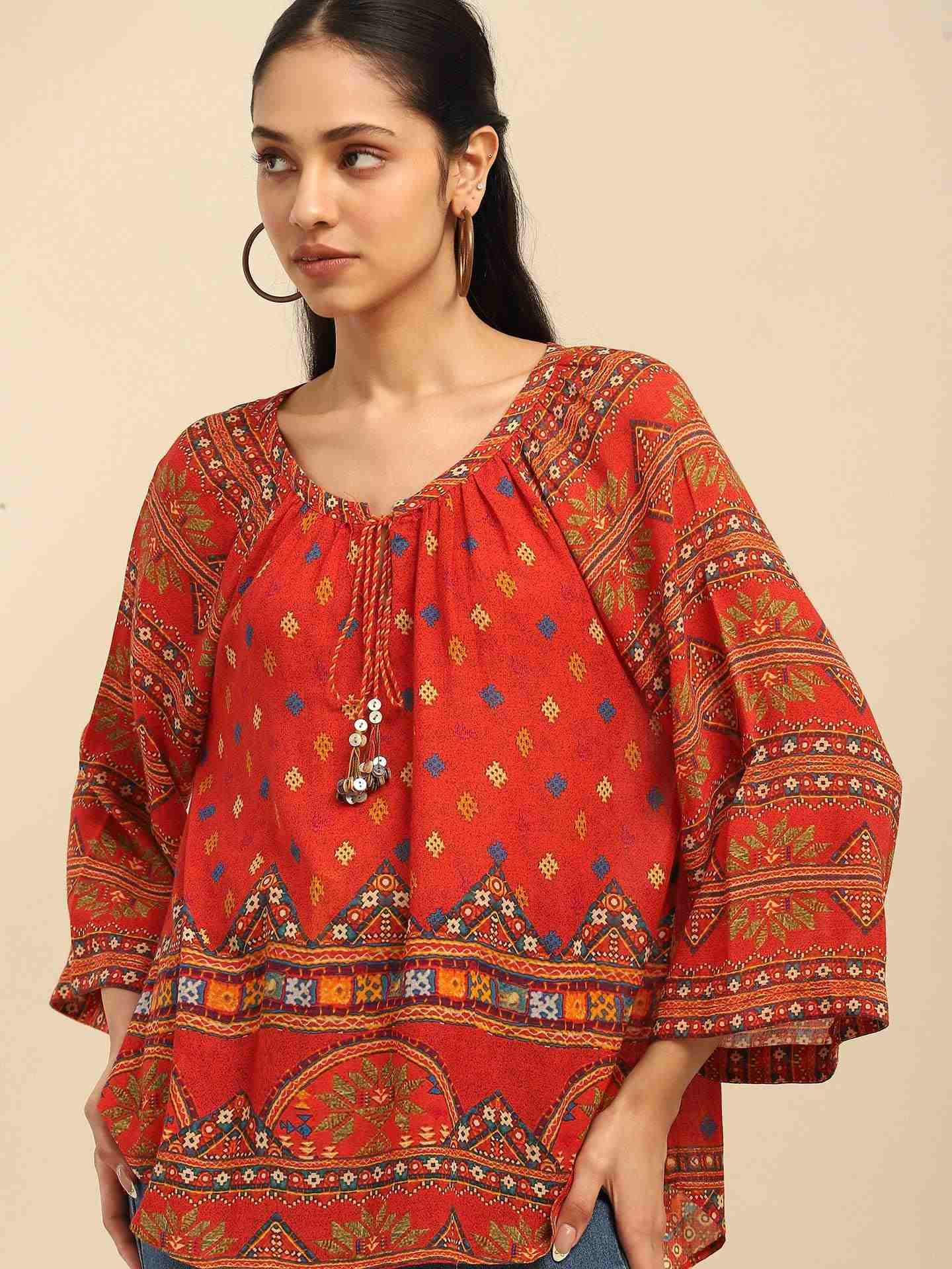 Orange Mirana Peasant Top