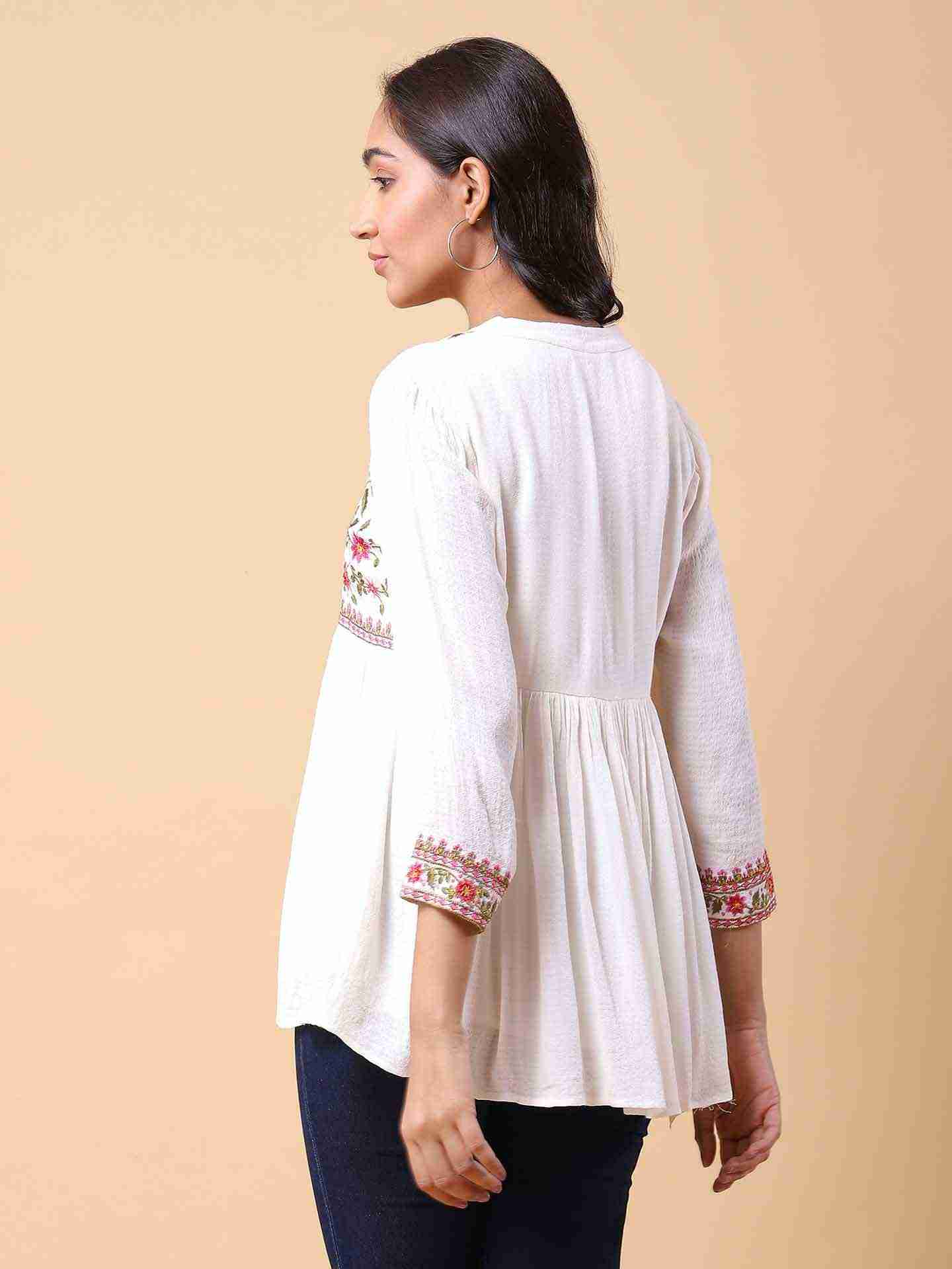 Off White Faiza Solid Kurti