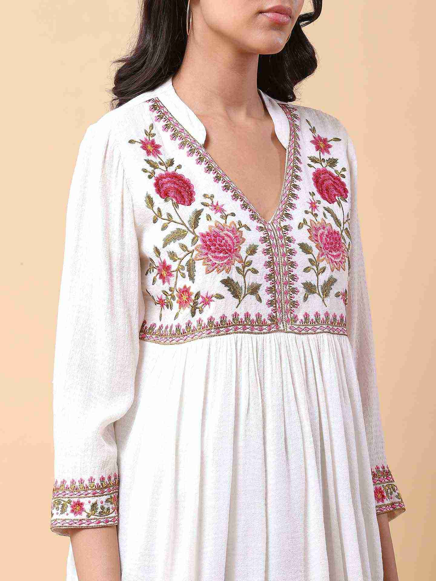 Off White Faiza Solid Kurti
