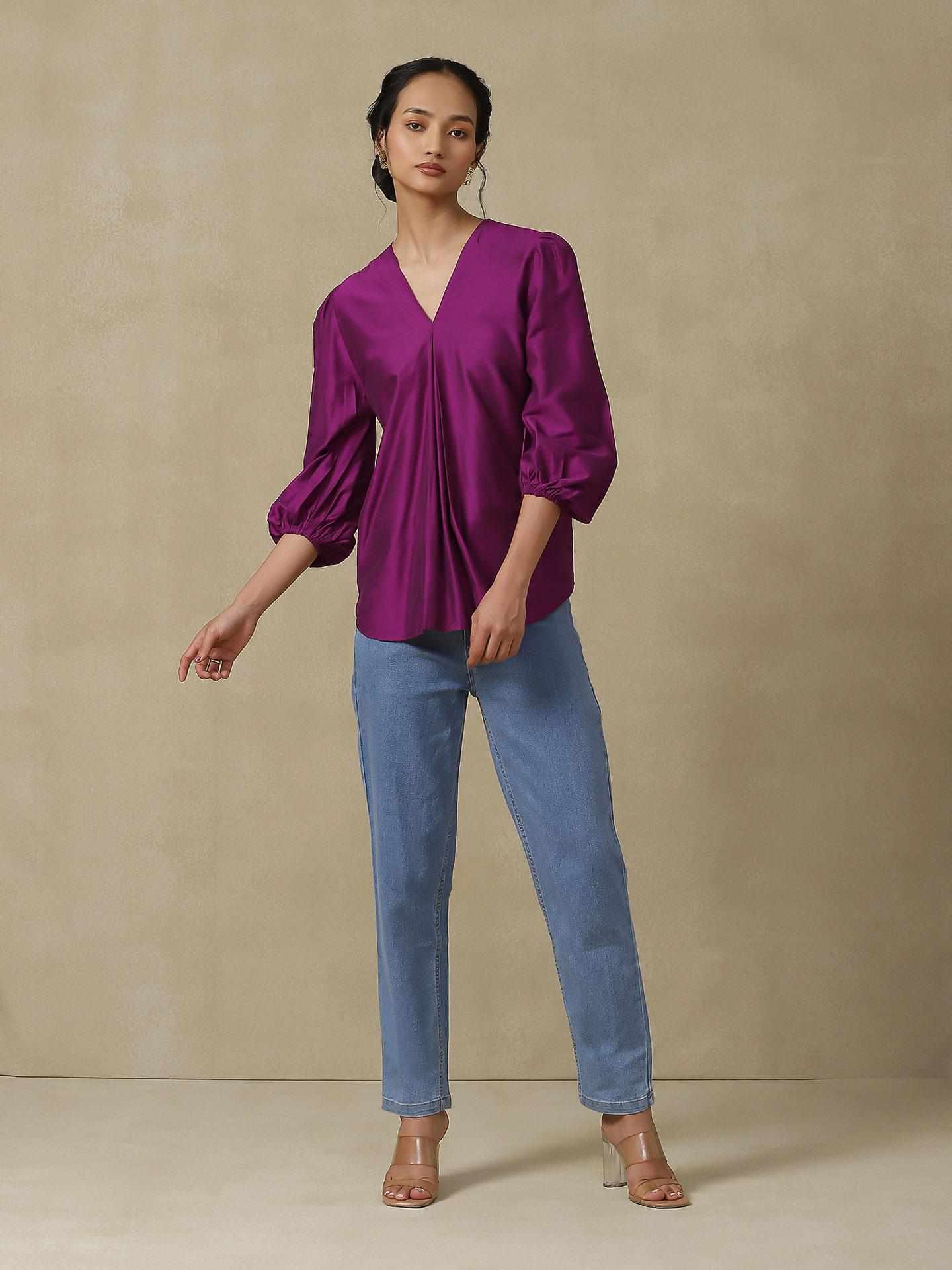 Purple Mogra Solid Kurti