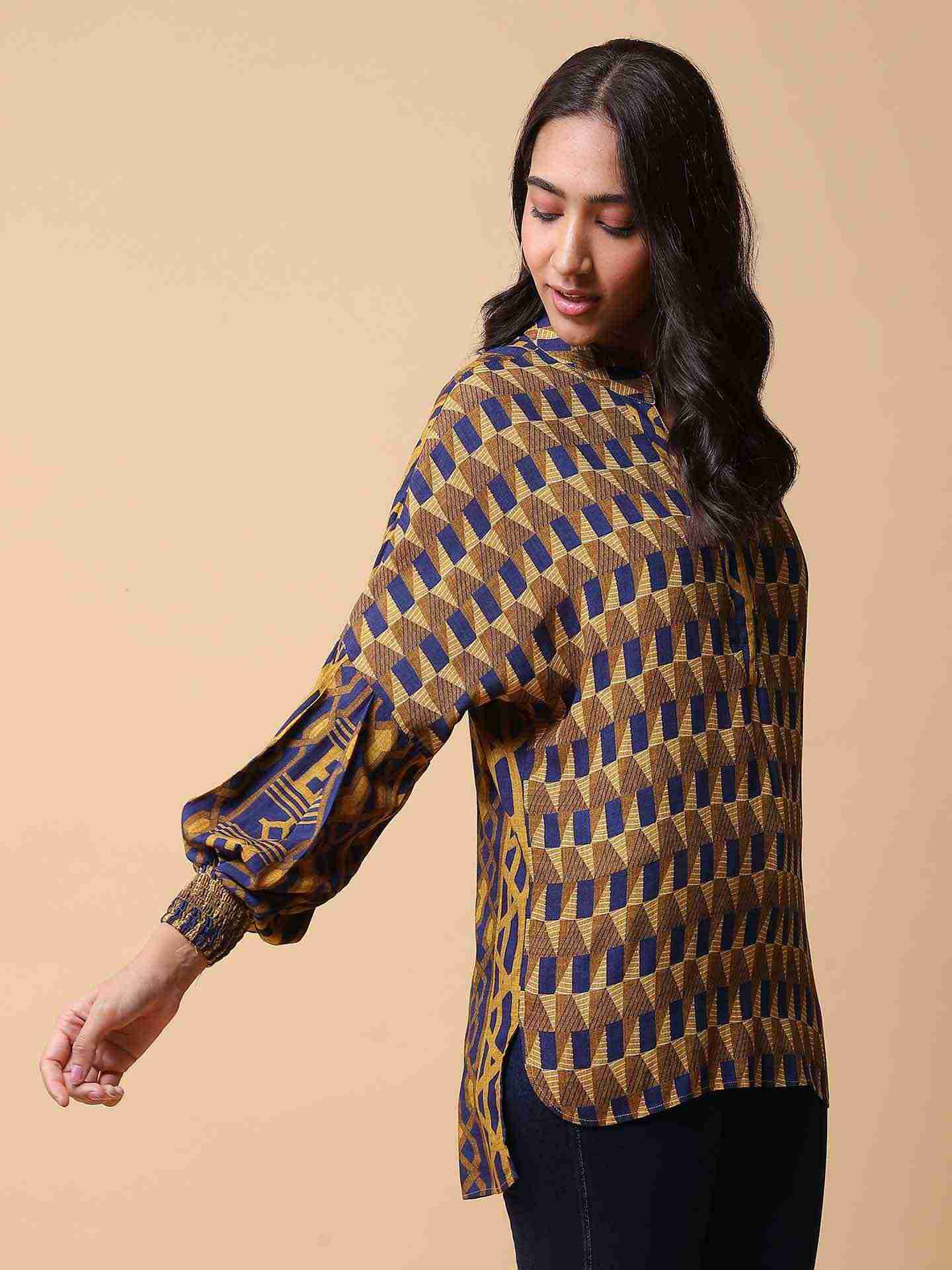 Blue Geo Boxy Top
