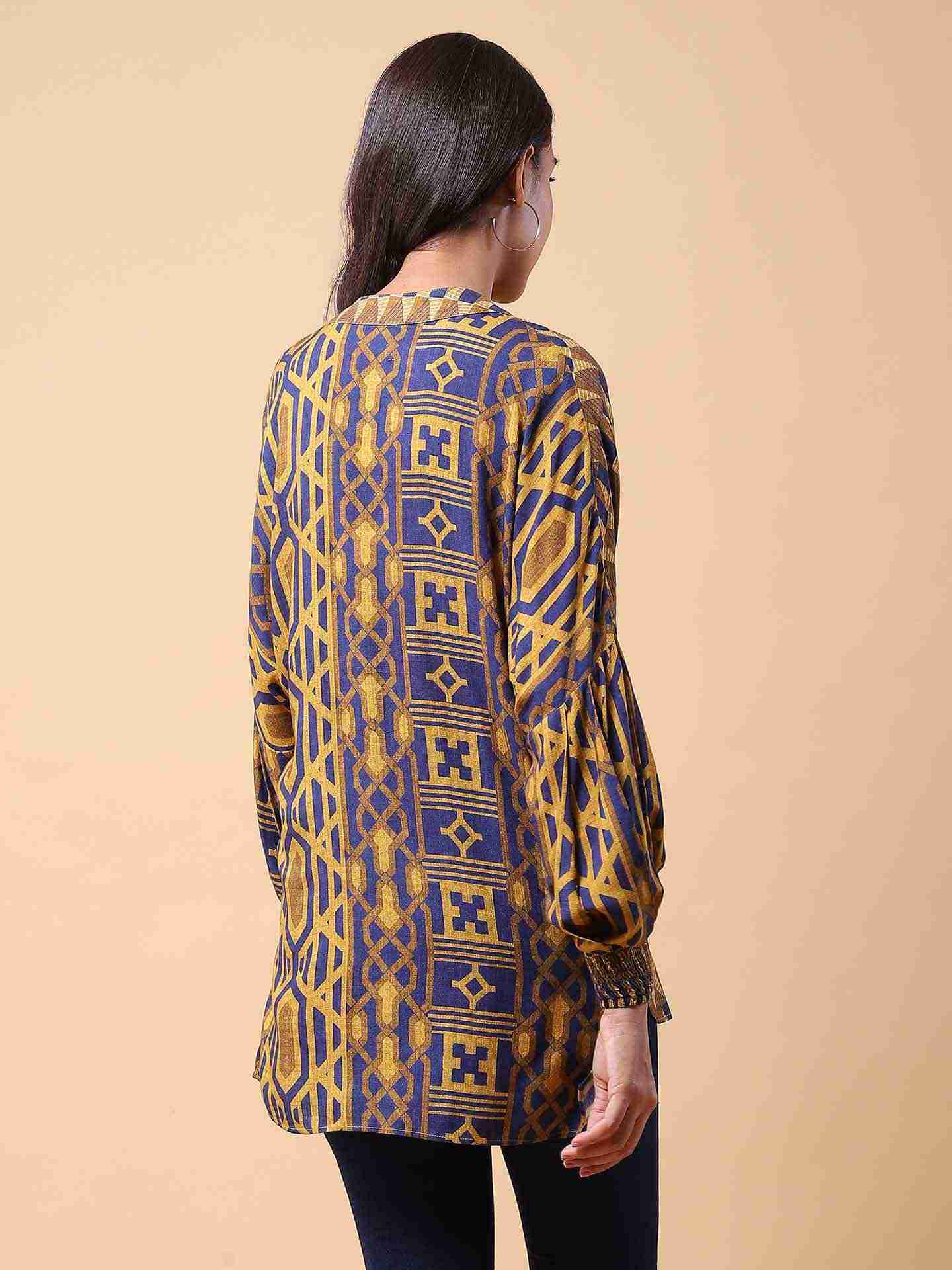 Blue Geo Boxy Top
