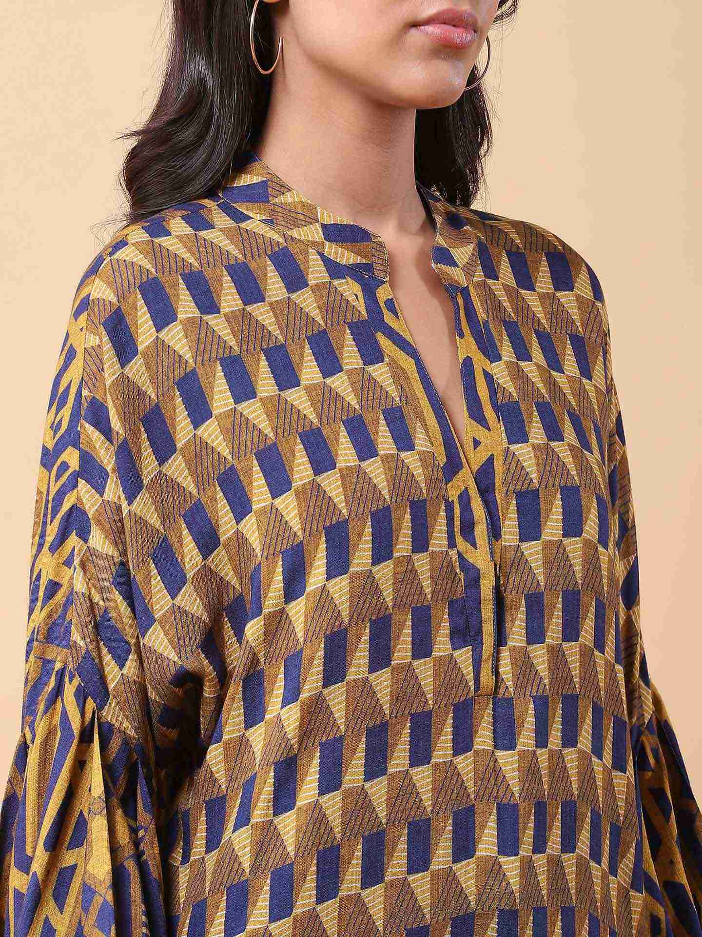 Blue Geo Boxy Top