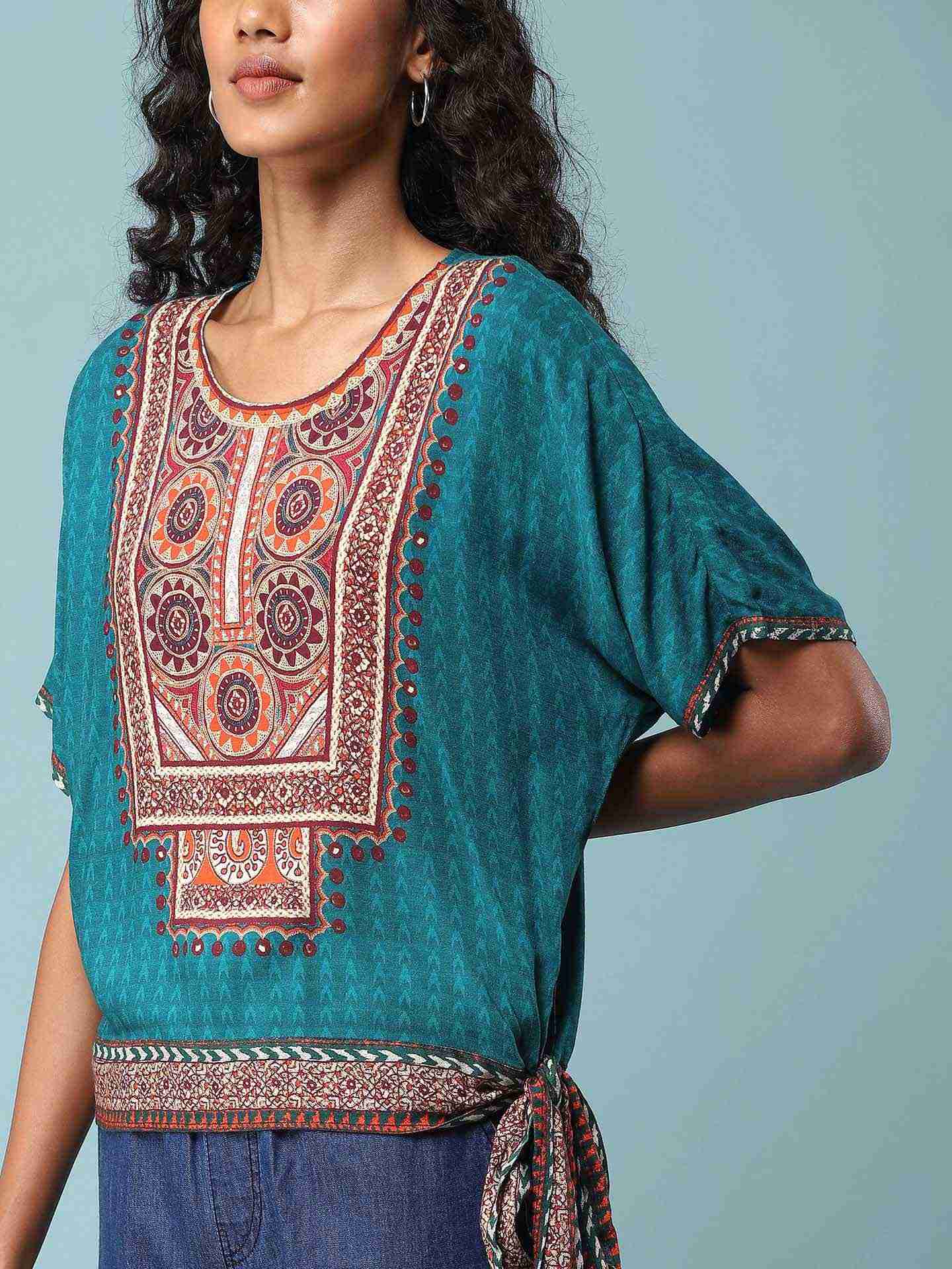 Teal Nitya Crop Top