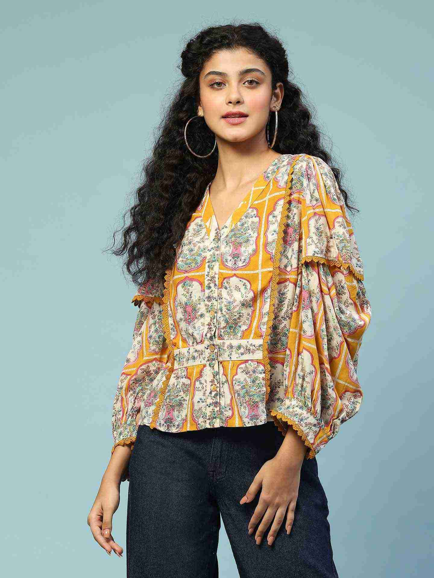 Mustard Tamasvani Button-Down Top