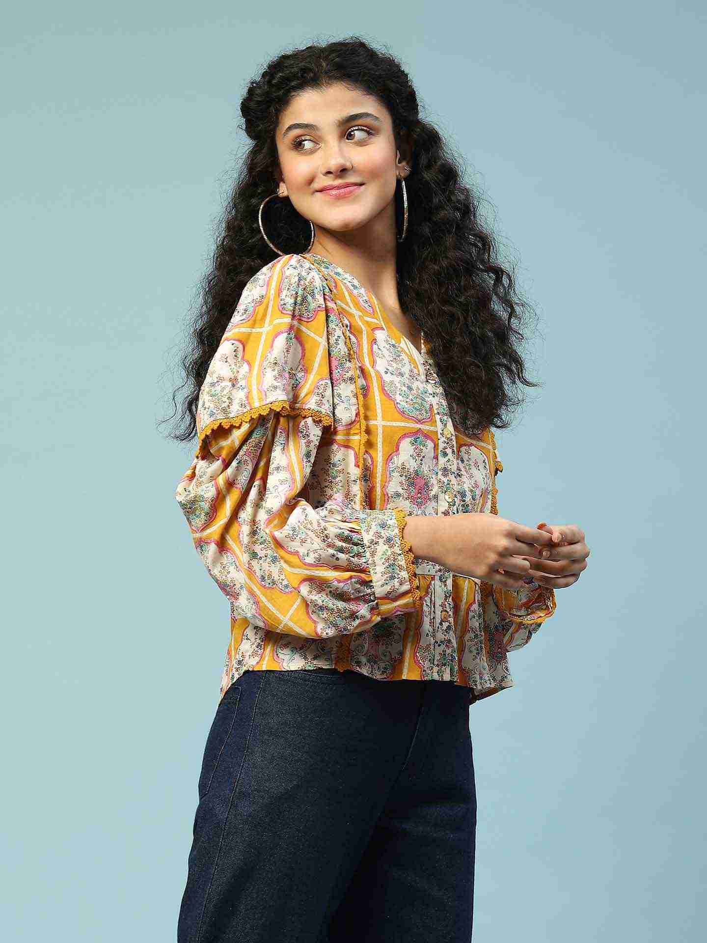 Mustard Tamasvani Button-Down Top