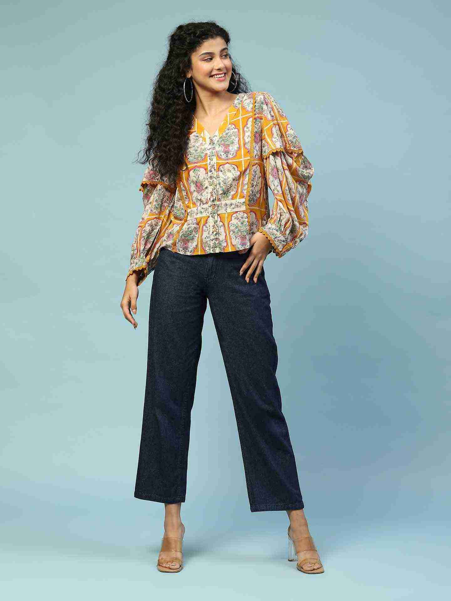 Mustard Tamasvani Button-Down Top