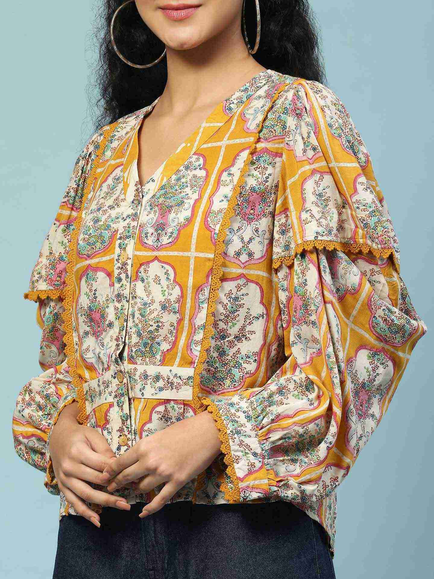 Mustard Tamasvani Button-Down Top