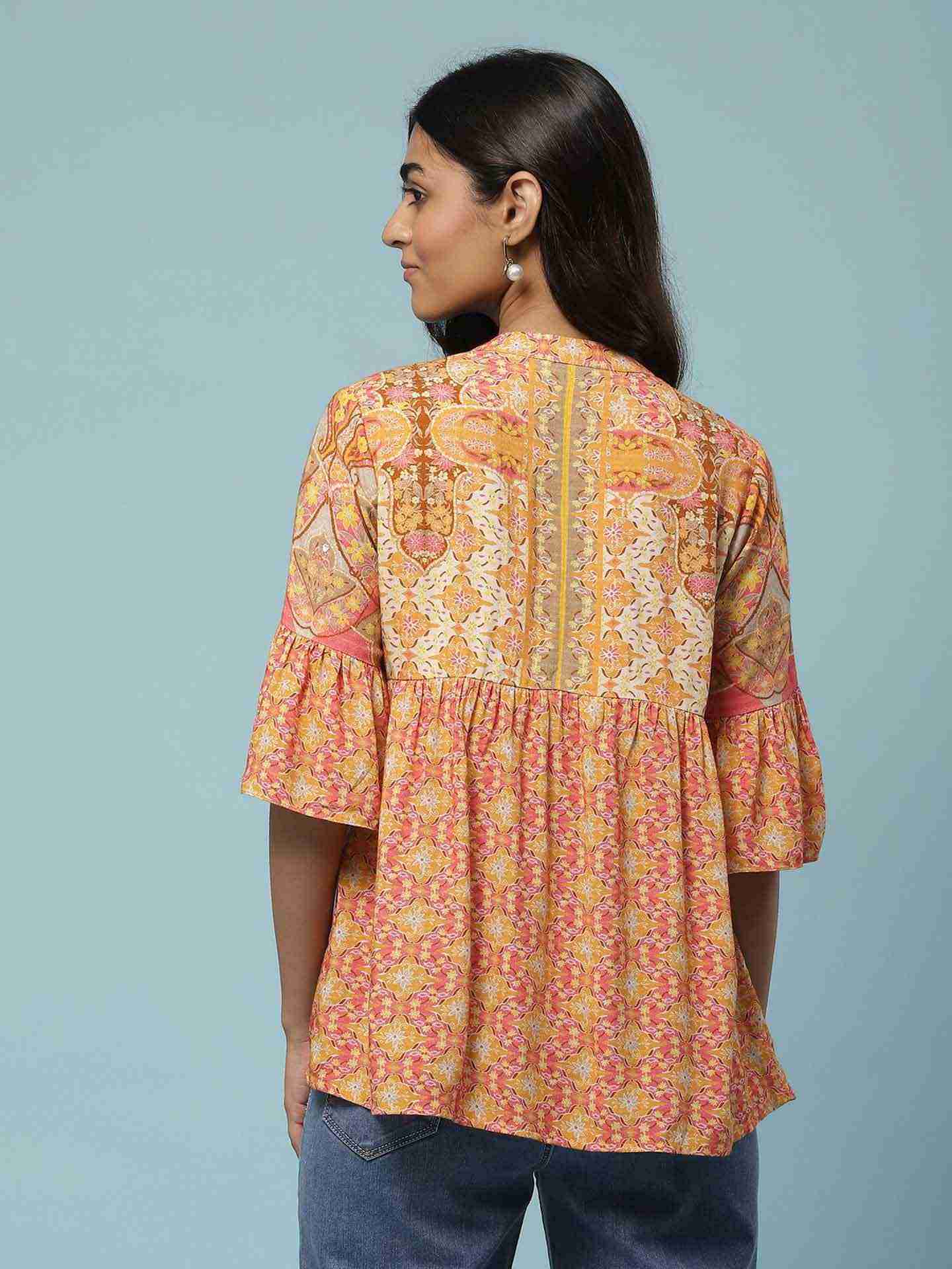 Orange Manorath Button-Down Top