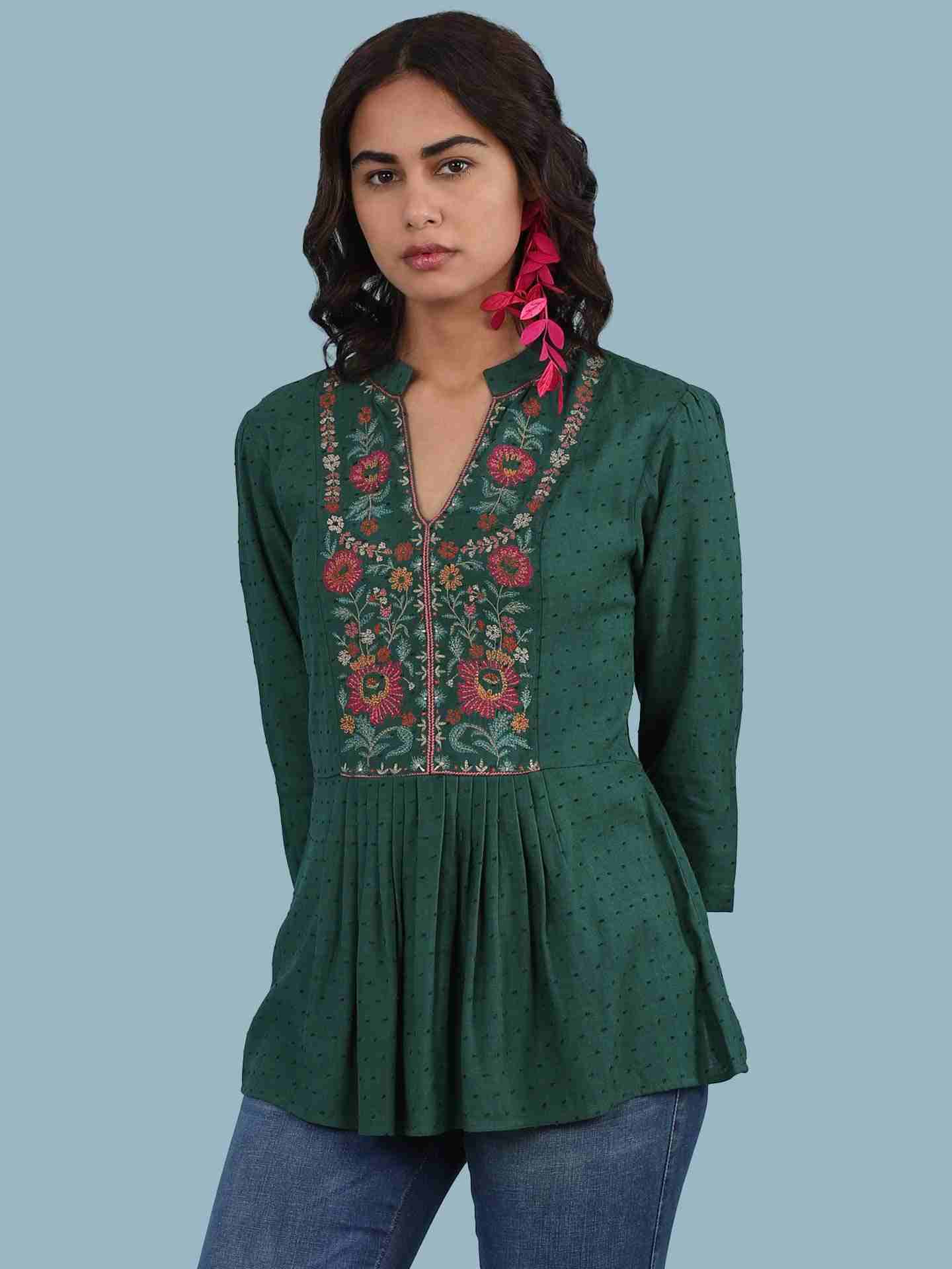 Green Alexa Solid Kurti