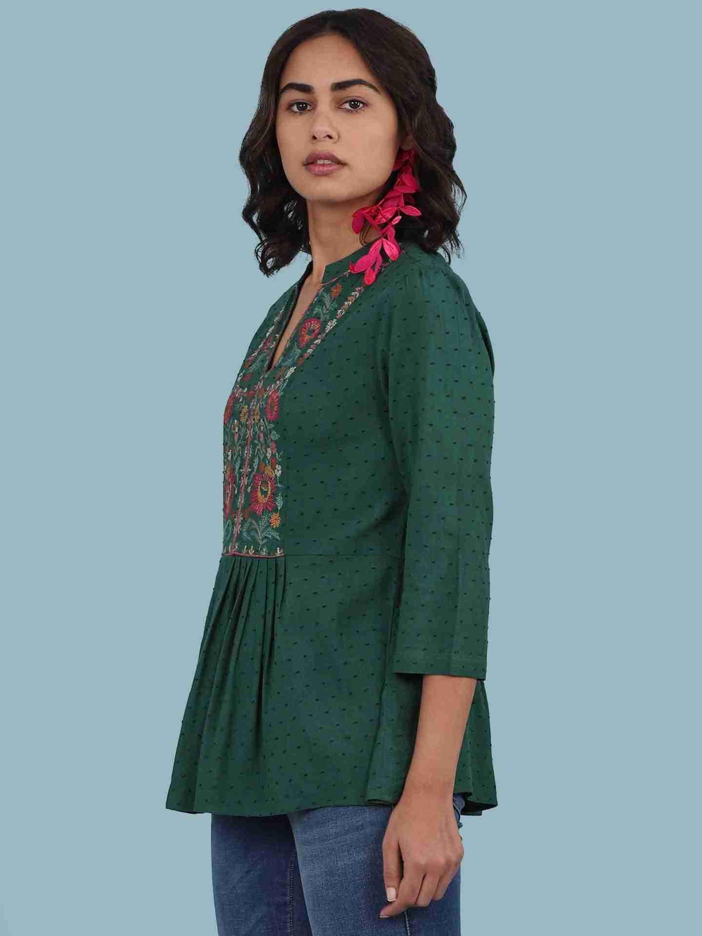 Green Alexa Solid Kurti