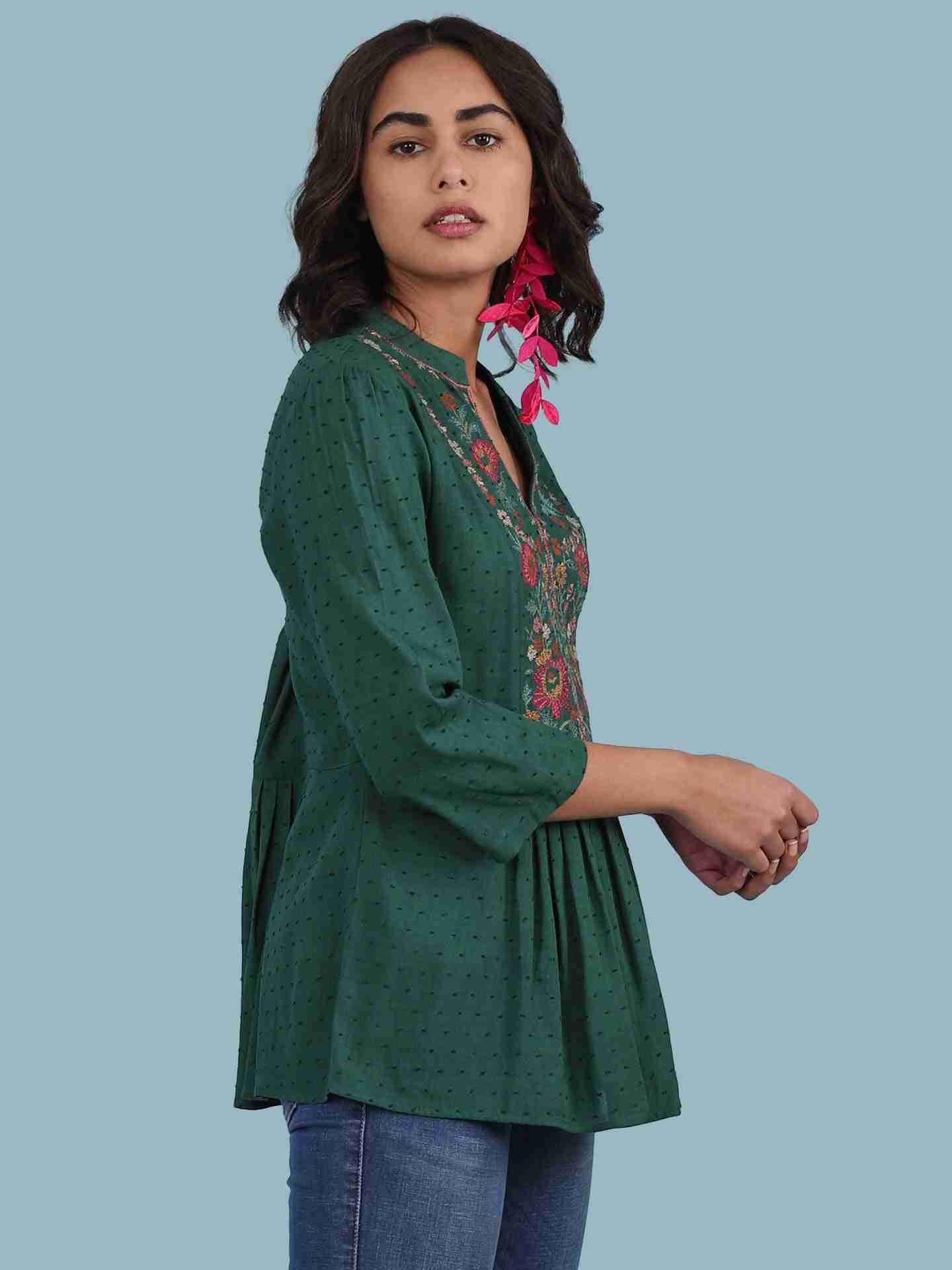 Green Alexa Solid Kurti