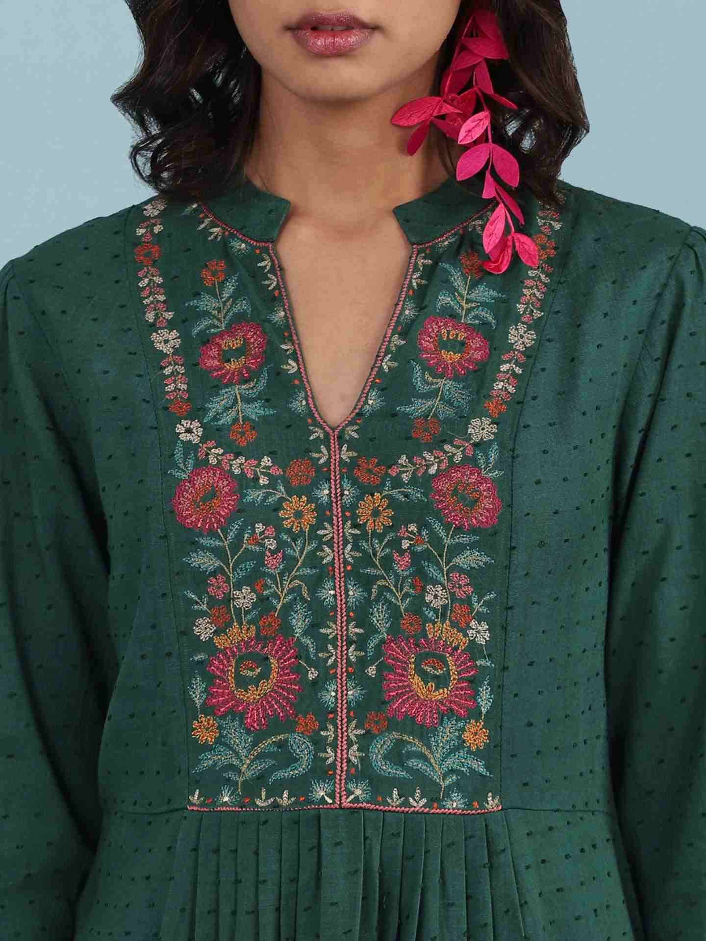 Green Alexa Solid Kurti