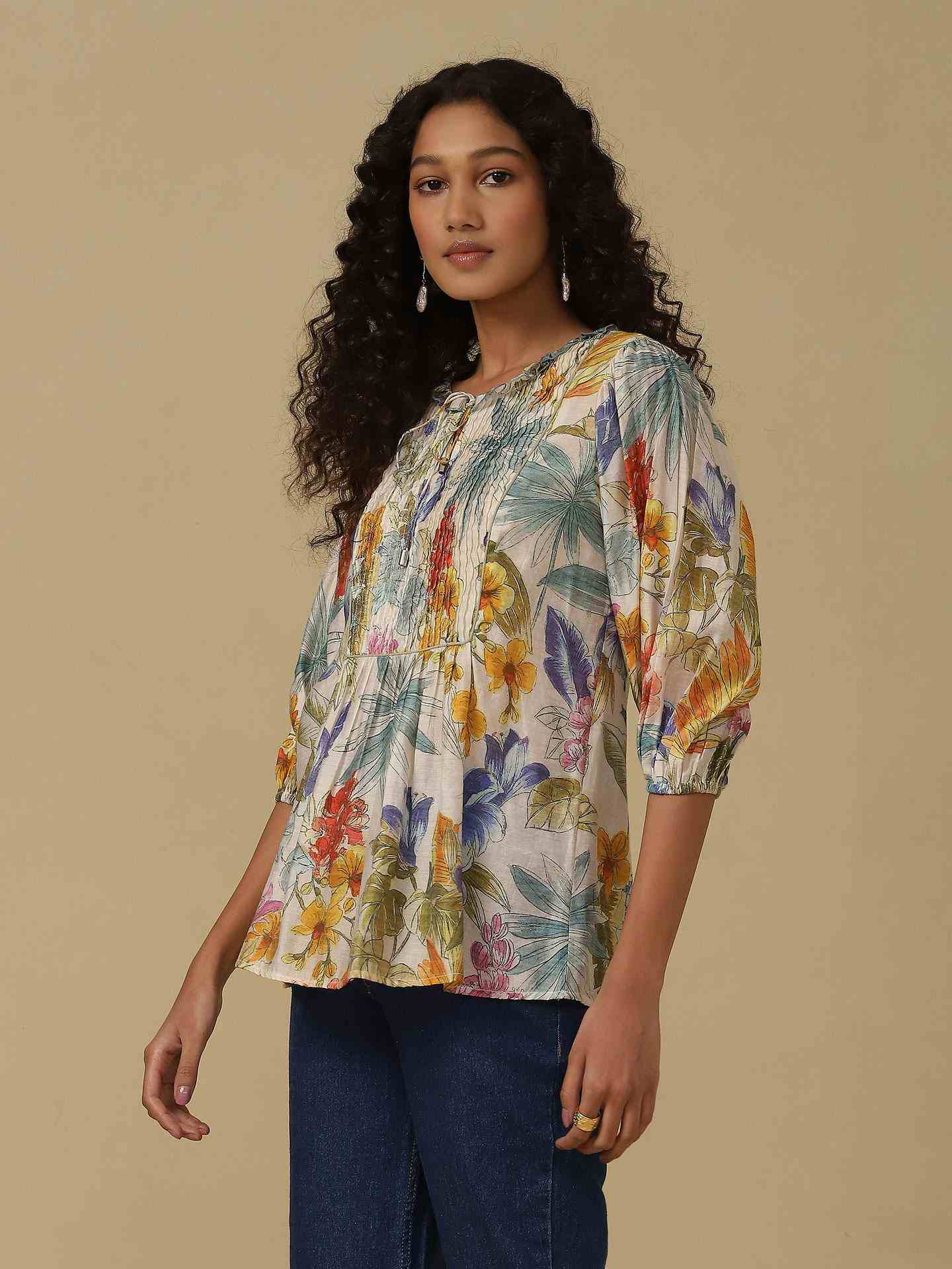 White Multi Tijana Floral Kurti