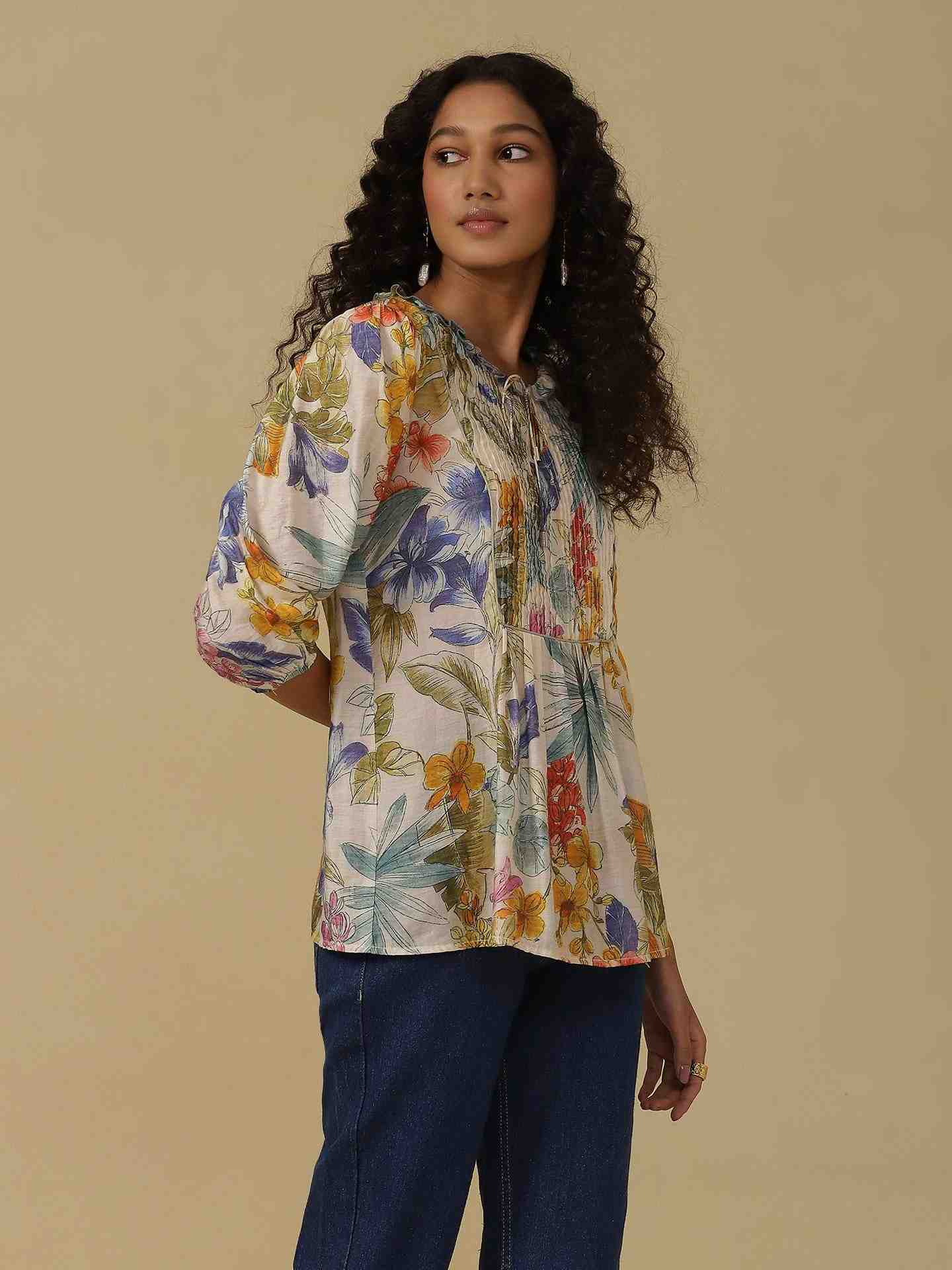 White Multi Tijana Floral Kurti