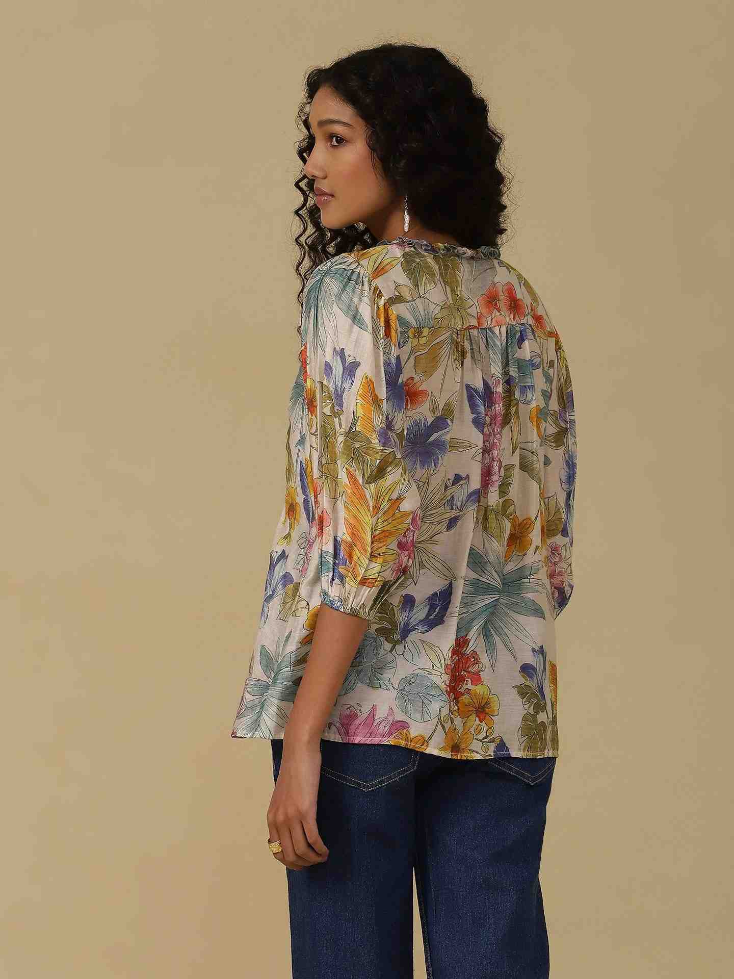 White Multi Tijana Floral Kurti