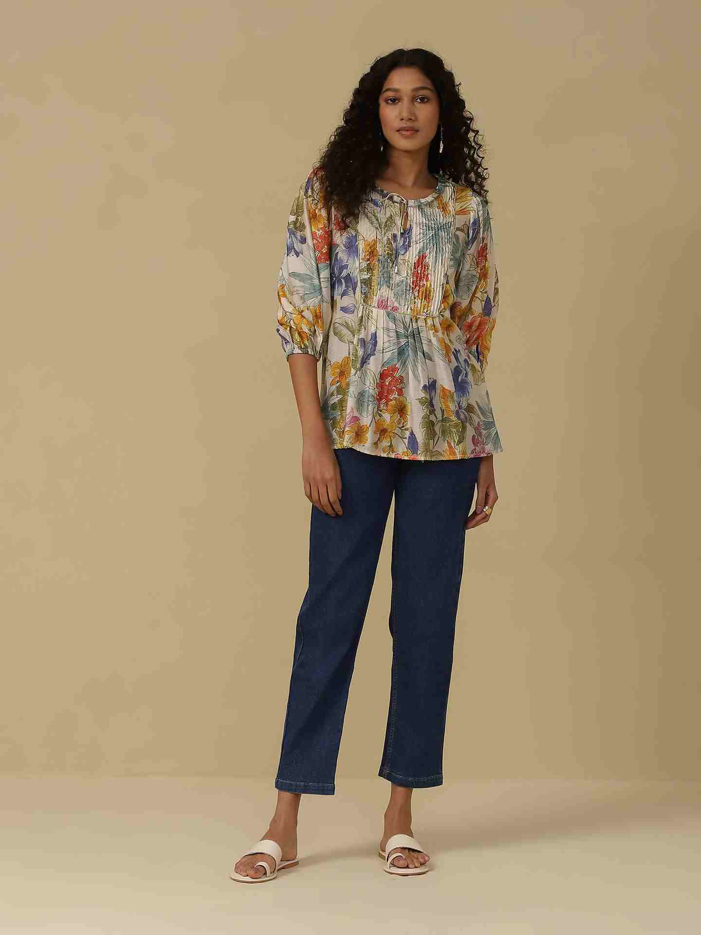 White Multi Tijana Floral Kurti